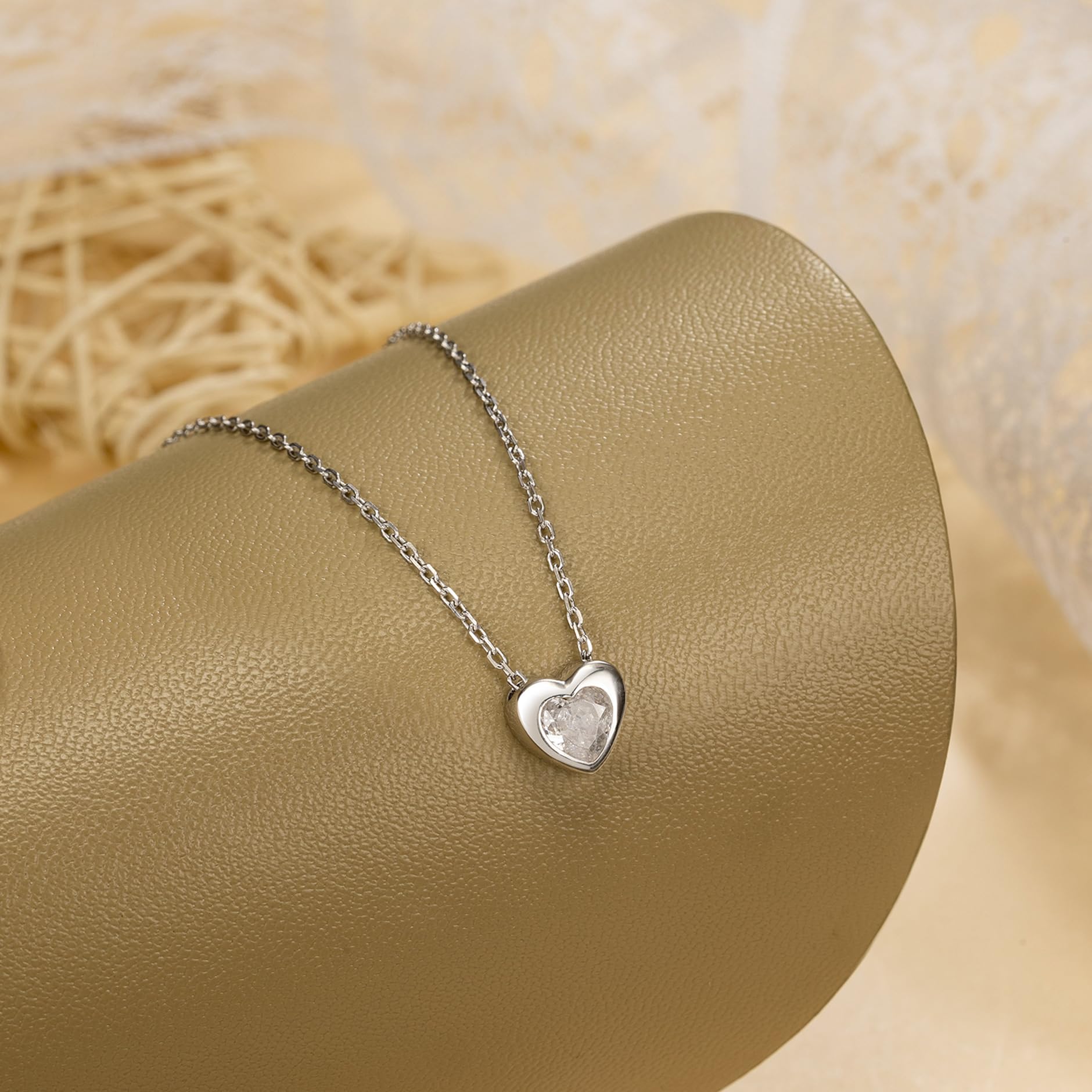 Sterling Silver Crystal Heart Necklace for Women - Thoughtful Daughter Gift from Dad & Mom, Birthday & Graduation Jewelry - Perfect for Special Occasions & Everyday Wear
