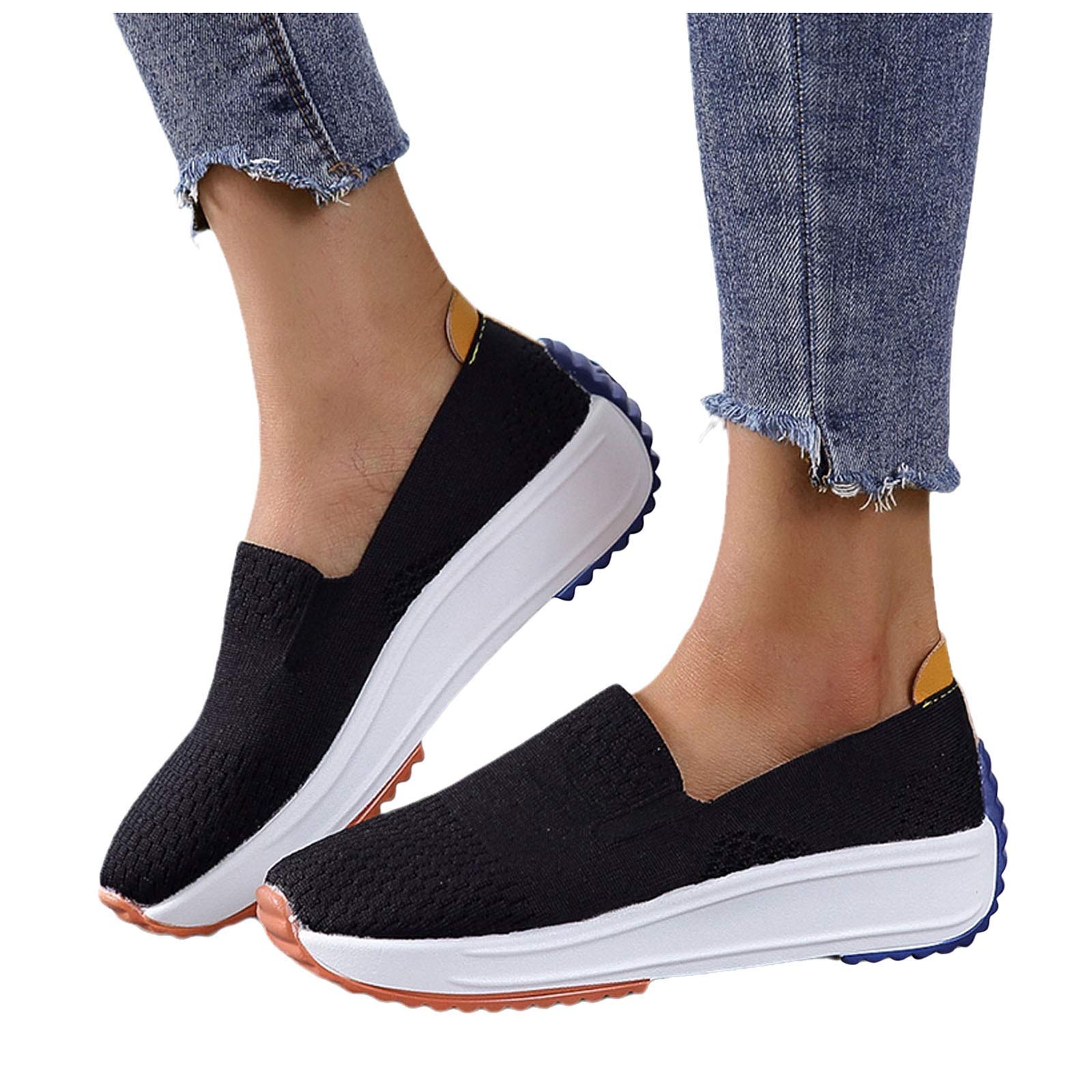 Eduavar Women's Lightweight Mesh Walking Shoes - Non-Slip Comfort Sneakers for Work, Travel & Daily Wear | Breathable Sock Design for All-Day Comfort