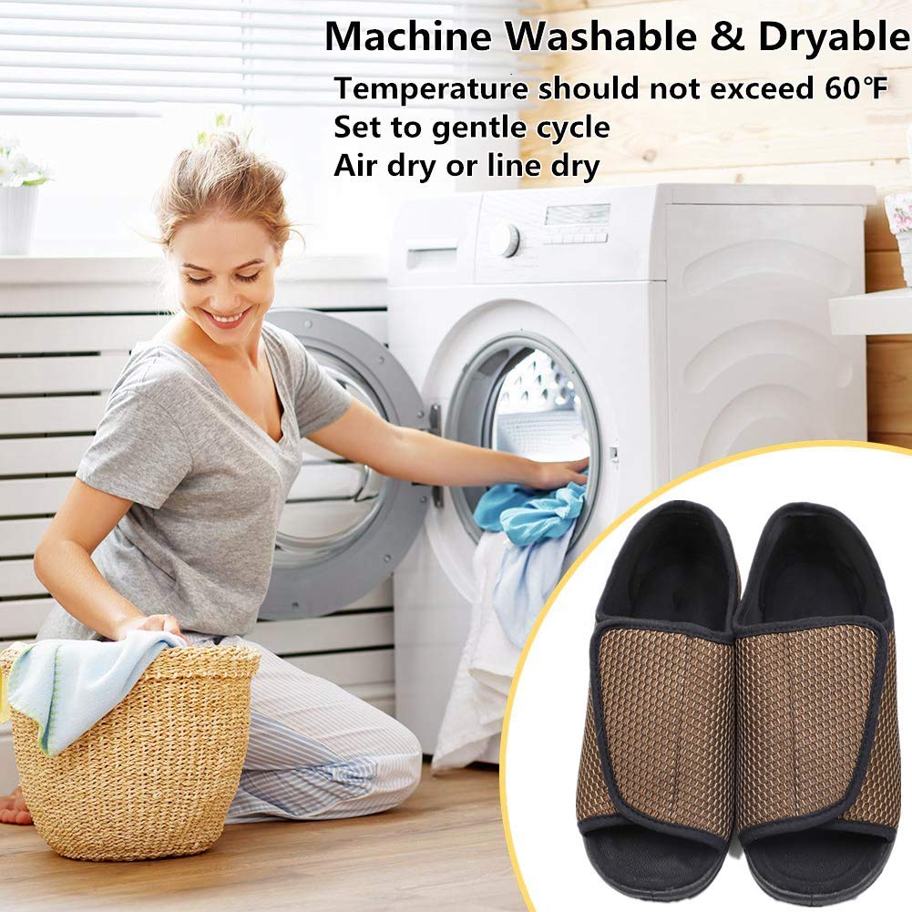 Men's Open Toe Diabetic Slippers - Adjustable Orthopedic Wide Width Walking Shoes for Arthritis, Edema & Swollen Feet - Comfortable Recovery Footwear for Elderly Men - Ideal for Home, Hospital & Post-Surgery Use