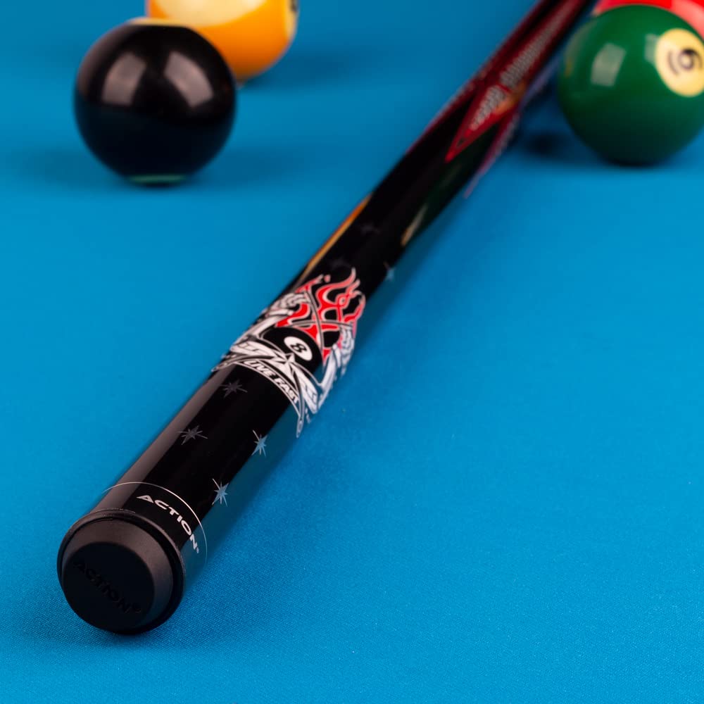 Premium Black & Red Horseshoe Pool Cue Stick - Professional Billiard Accessory for Home Game Rooms, Bars & Tournaments