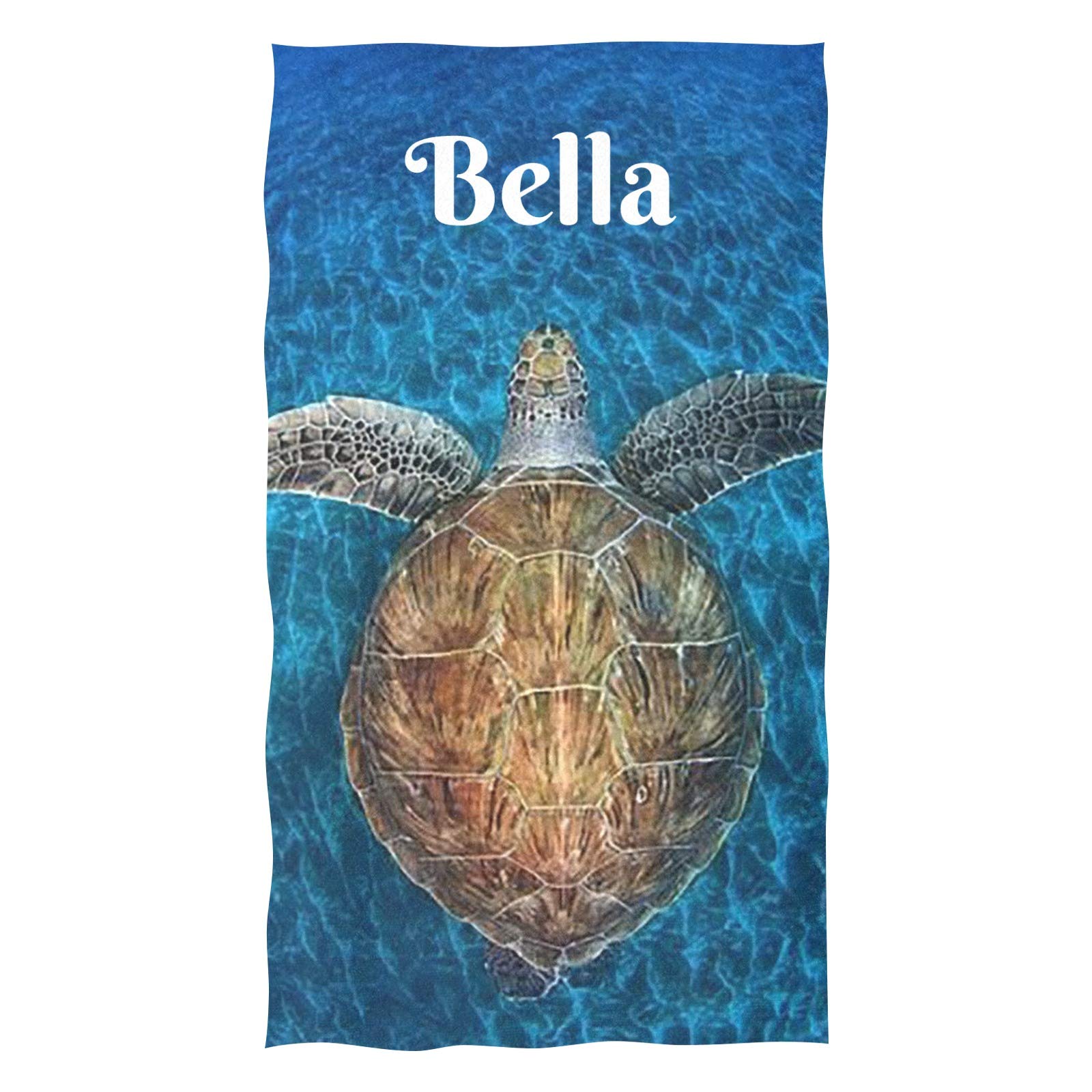 Custom Personalized Hand Towels with Name - Blue Sea Turtle Soft Microfiber Bath Towel (16x28 inches) for Bathroom, Kitchen, Hotel, Gym & Spa | Quick-Drying, Absorbent & Multipurpose Towel for Home, Travel & Gifts
