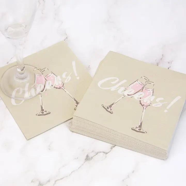Cheers Cocktail Napkins Set of 5 - Premium Absorbent Paper Drink Napkins for Parties, Weddings & Bars - Elegant Beverage Accessories for Cocktail Hours, Home Entertaining & Special Events