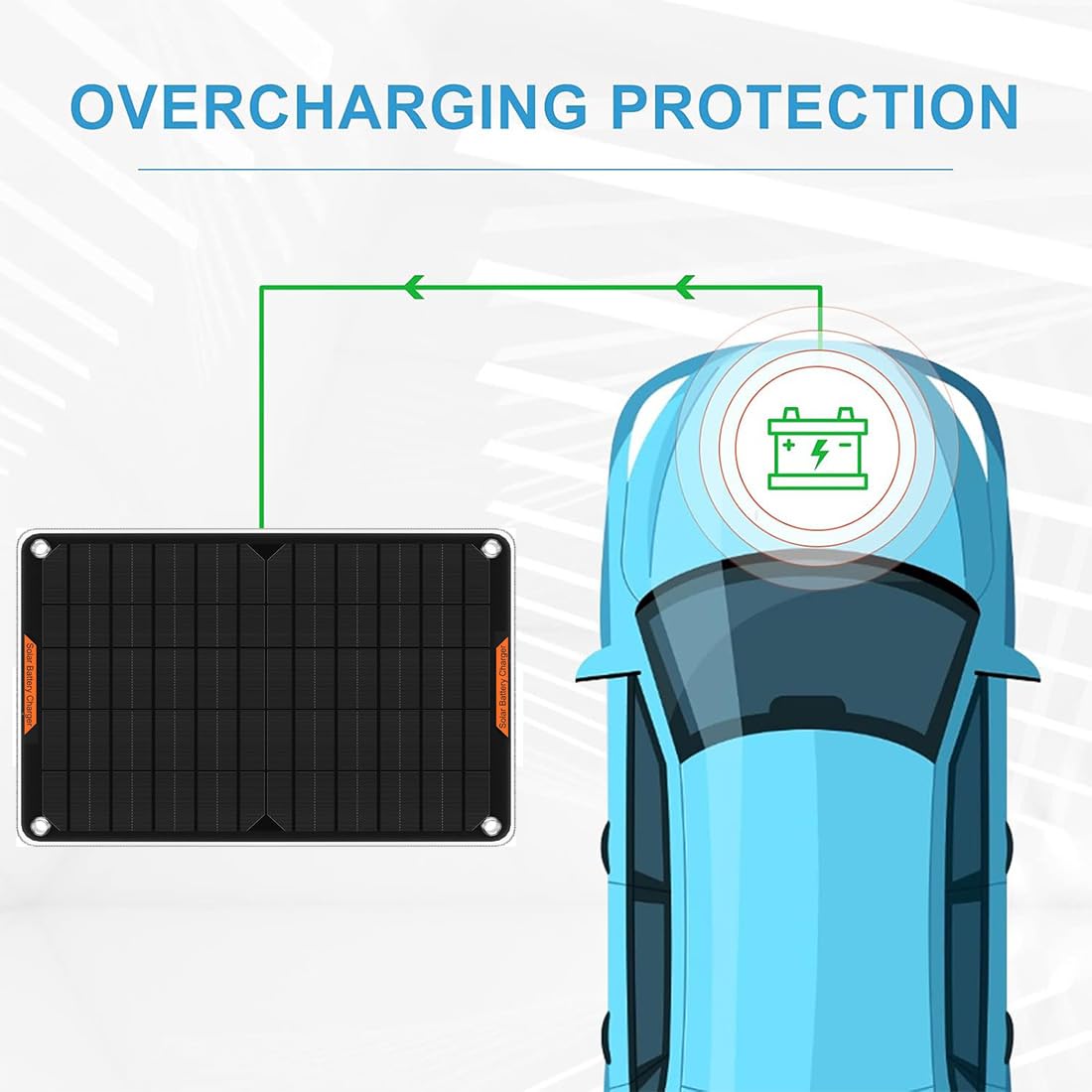 12V 10W Solar Car Battery Charger & Maintainer - Portable Solar Panel Trickle Charger with Alligator Clips & Cigarette Lighter Plug - Ideal for Cars, Boats, Motorcycles, RVs & Automotive Maintenance (Weatherproof Design)