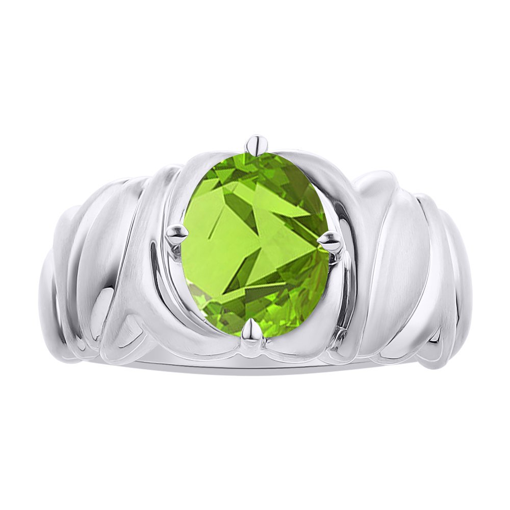 Solitaire Peridot Ring Set in Sterling Silver - August Birthstone Jewelry for Women | Elegant Gift for Anniversary, Birthday & Special Occasions