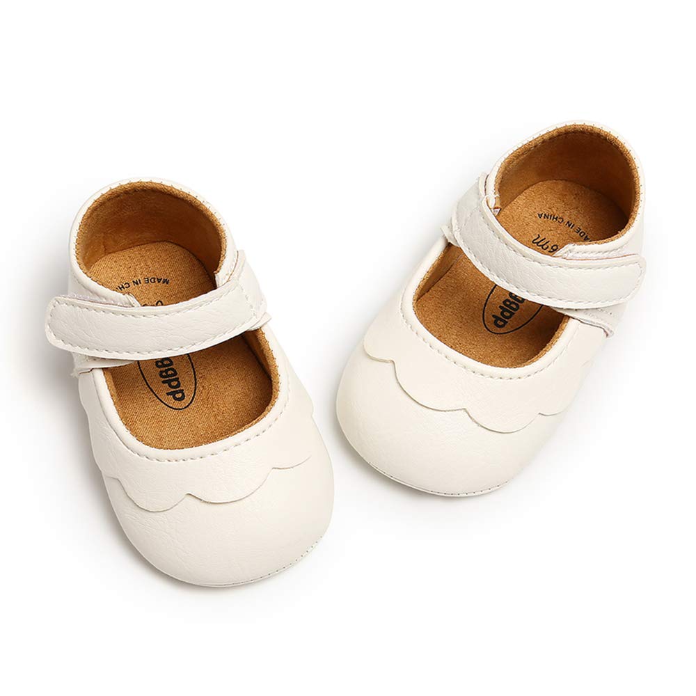 Baby Girls Mary Jane Flats - Anti-Slip Rubber Sole Bow Toddler Princess Dress Shoes for Weddings, Parties & Special Occasions