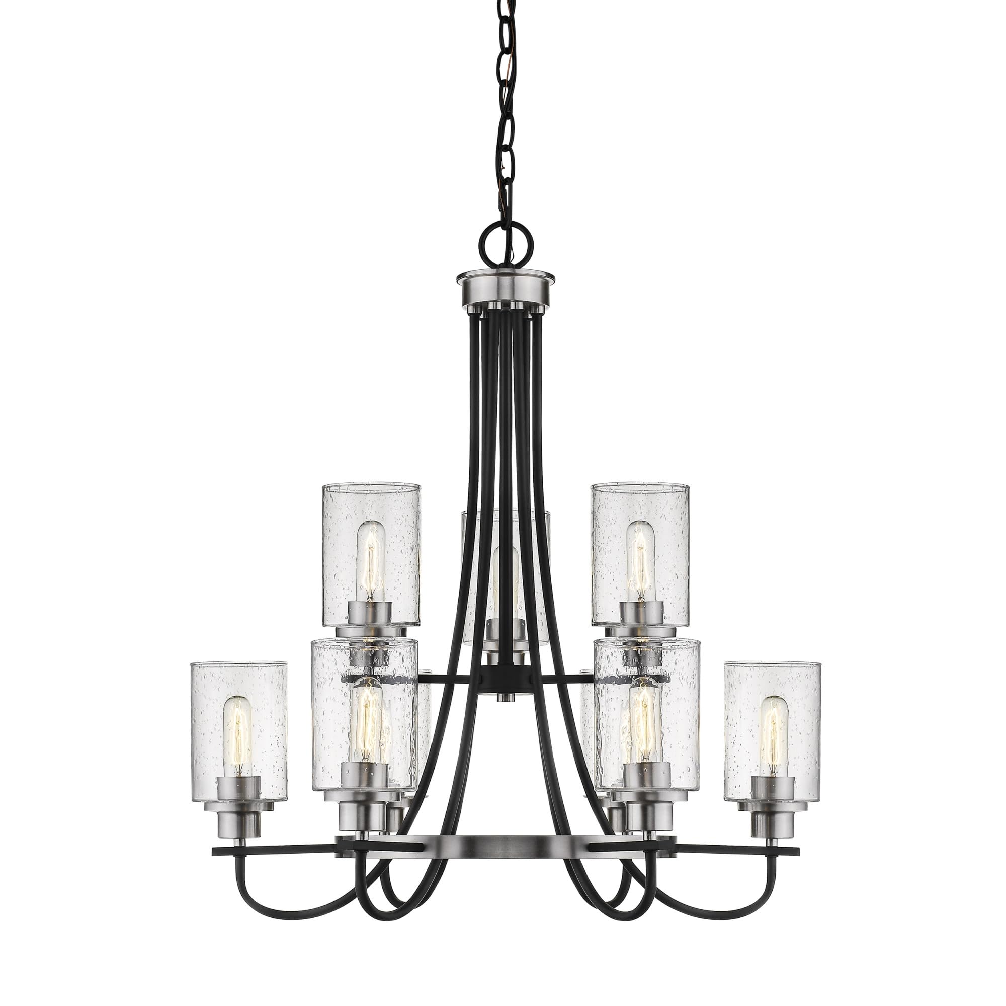 Millennium 3509-MB/BN 9-Light Modern Black Chandelier - Elegant Ceiling Lighting Fixture for Dining Room, Living Room & Bedroom