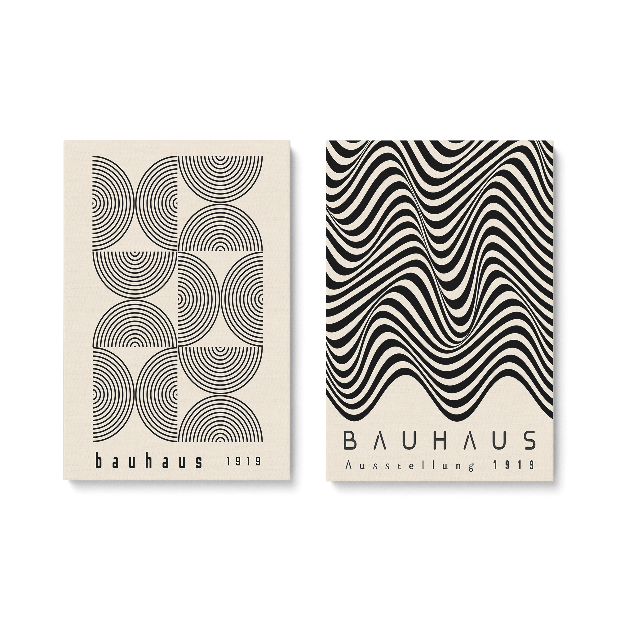 Bauhaus Wall Art Set of 2 - Modern Abstract Canvas Paintings for Living Room & Office Decor