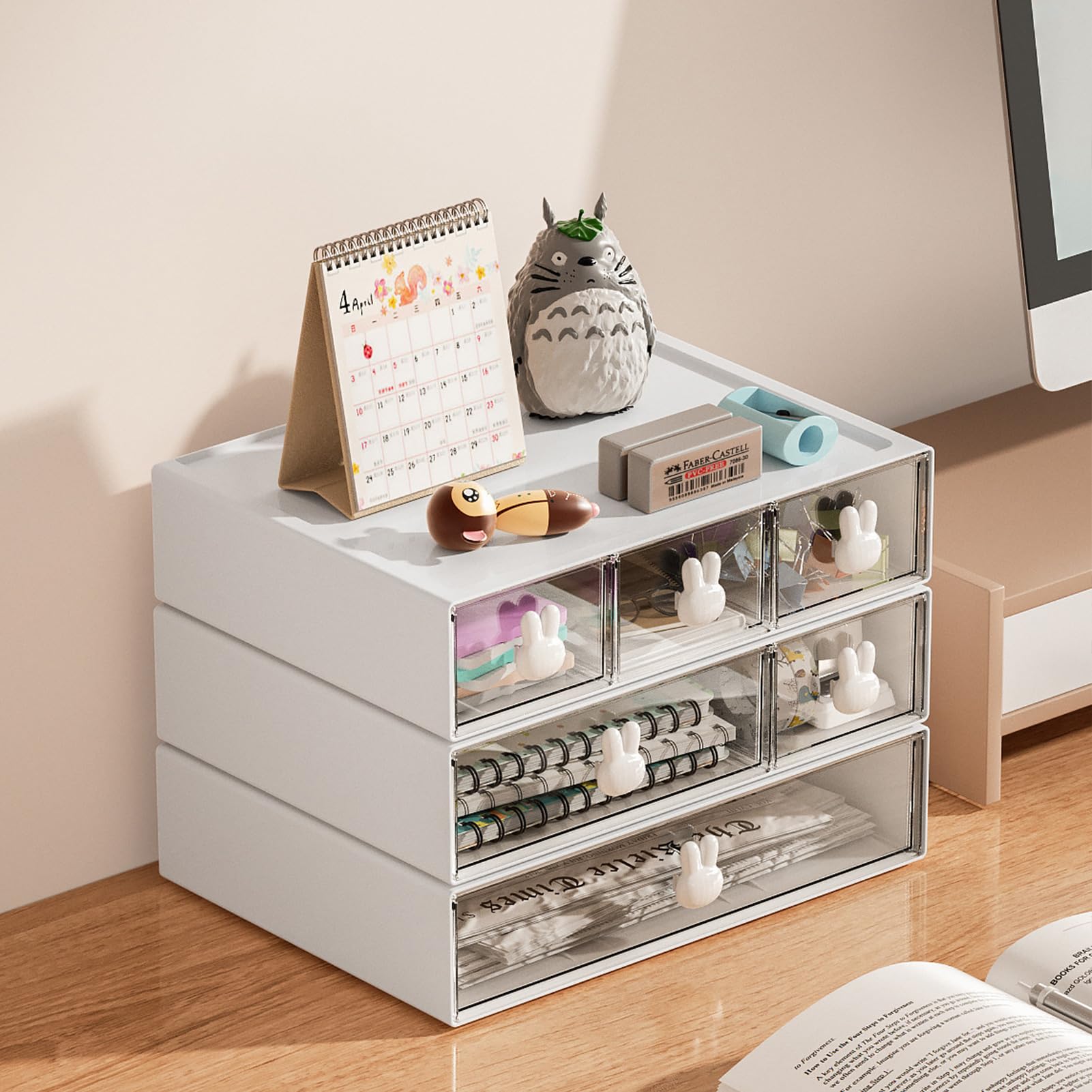 6-Drawer Marbrasse Desk Organizer - Stackable Storage for Office, Home & School