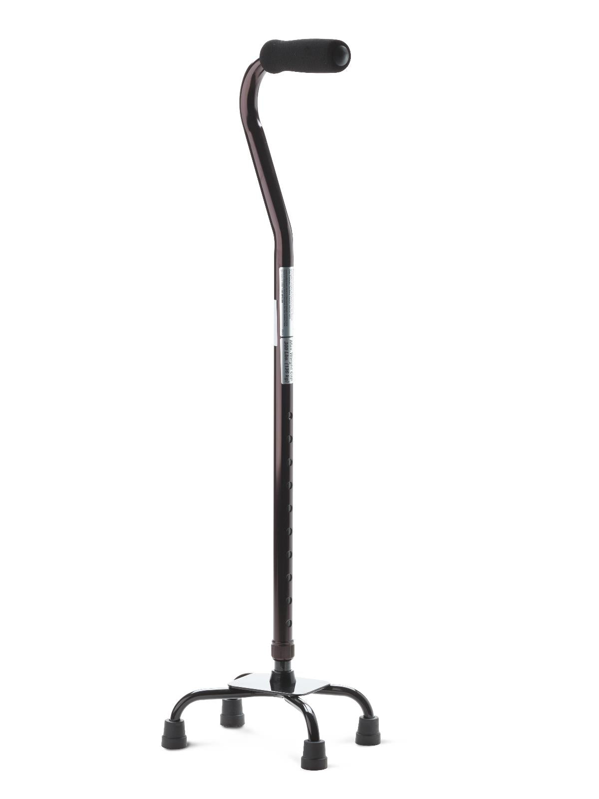 Small Base Quad Cane for Seniors & Mobility Support - Lightweight Black Walking Cane for Stability & Balance - Ideal for Indoor/Outdoor Use, Elderly Assistance & Recovery