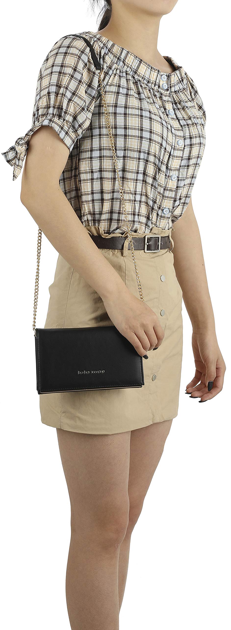 Lola Mae Women's Wallet Clutch with Phone Holder & Detachable Strap - Crossbody Purse Fold-Over Bag for Everyday Use (Black) | Perfect for Work, Travel, and Night Out Accessories