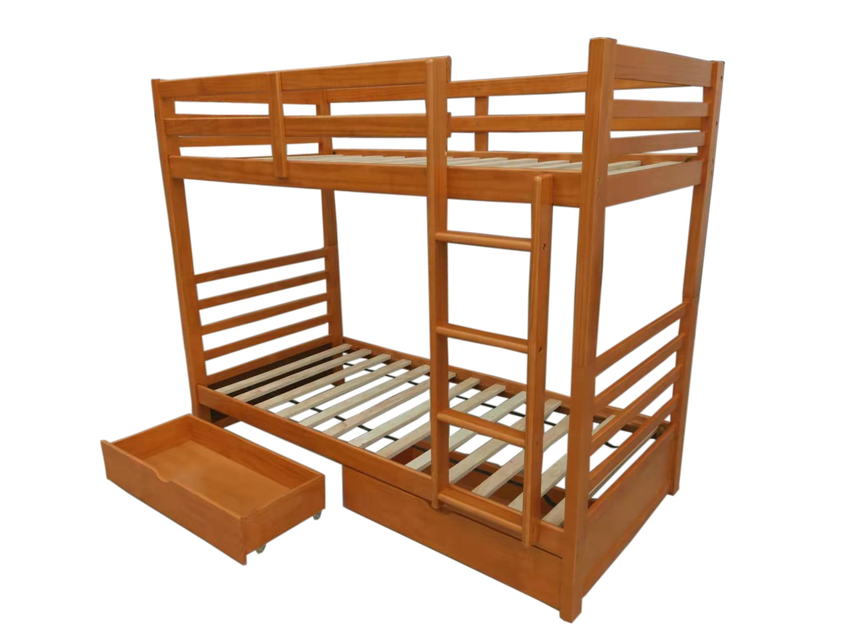 Space Saving Wooden Bunk Bed with Ladder - Twin Over Twin Loft Bed for Kids & Teens - Perfect for Small Bedrooms, Dorms & Guest Rooms