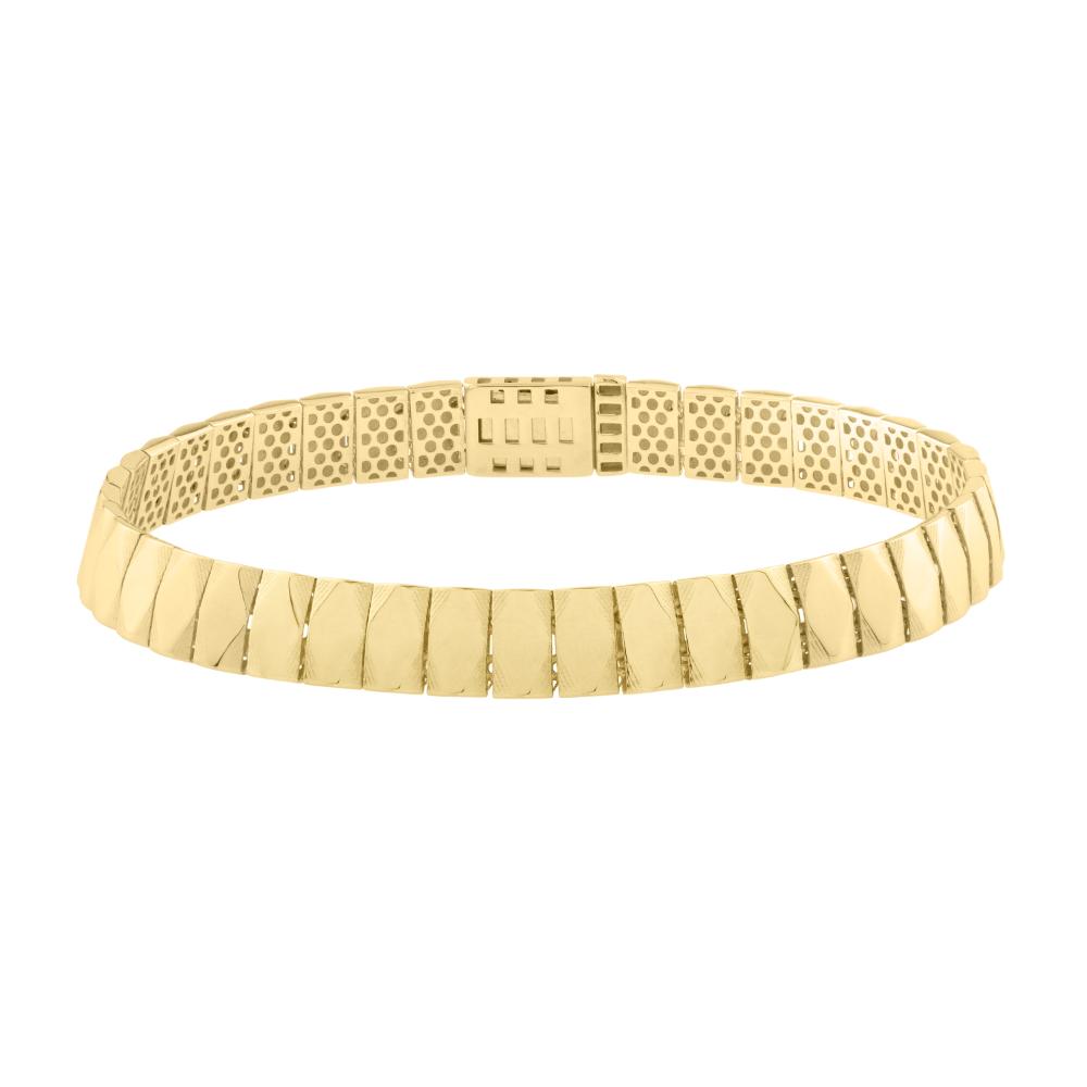 14K Gold Diamond Tile Link Bracelet for Women - Elegant Stackable Jewelry for Everyday Wear & Special Occasions