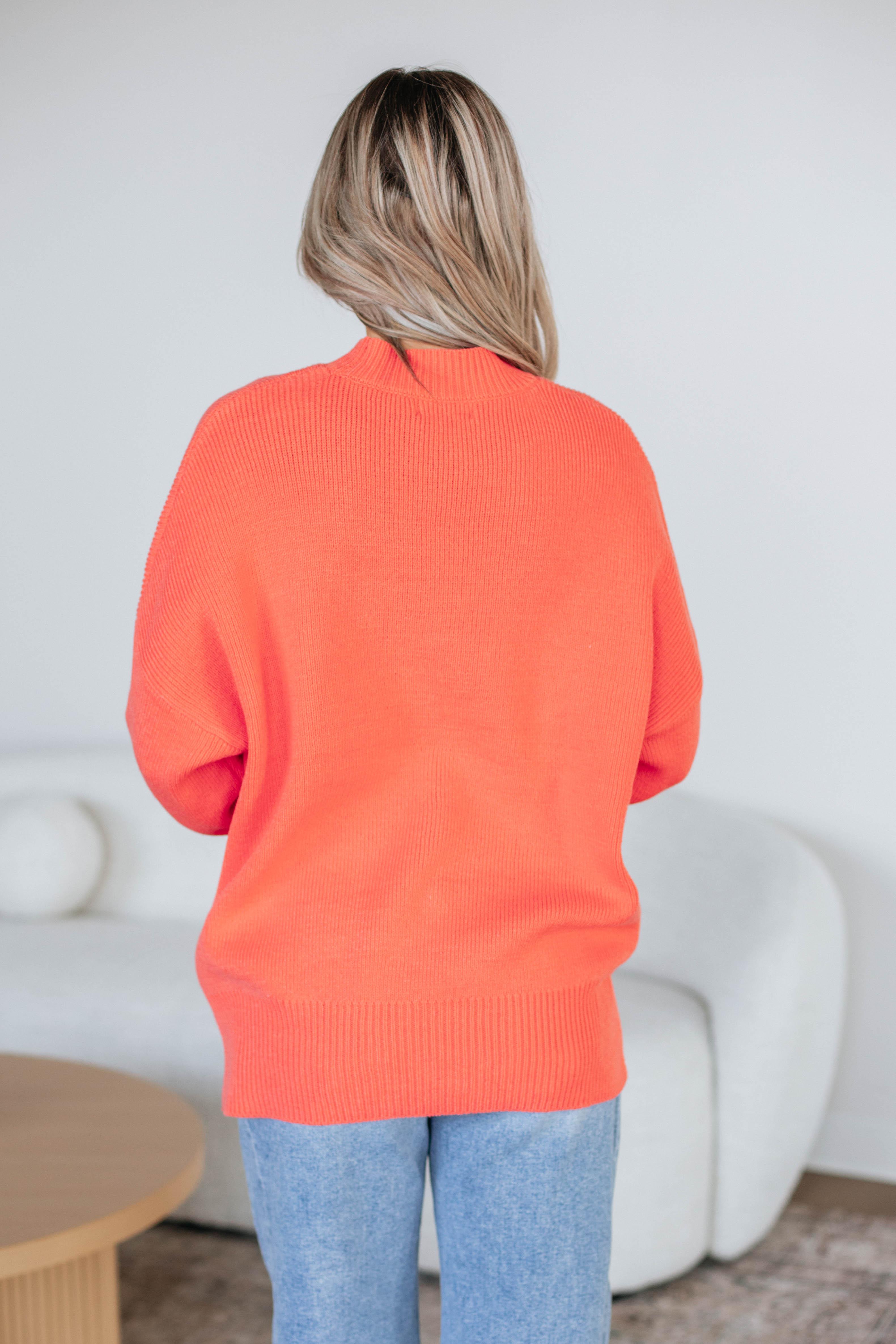 Women's Chelsea Mock Neck Sweater in Sorbet - Soft Knit Pullover for Fall & Winter | Perfect for Casual Outfits & Layering
