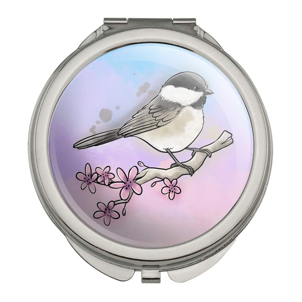Black-capped Chickadee Watercolor Art - Northeastern Bird Print Compact Travel Purse & Handbag with Mirror - Perfect for Makeup, Travel & Nature Lovers