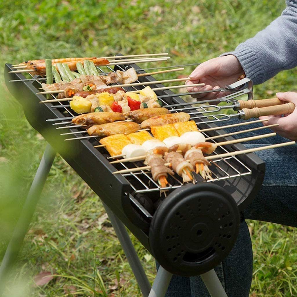 Portable Folding Charcoal BBQ Grill for Camping, Picnics & Backyard - Compact Outdoor Barbecue Tools for Grilling Steak, Chicken & Vegetables