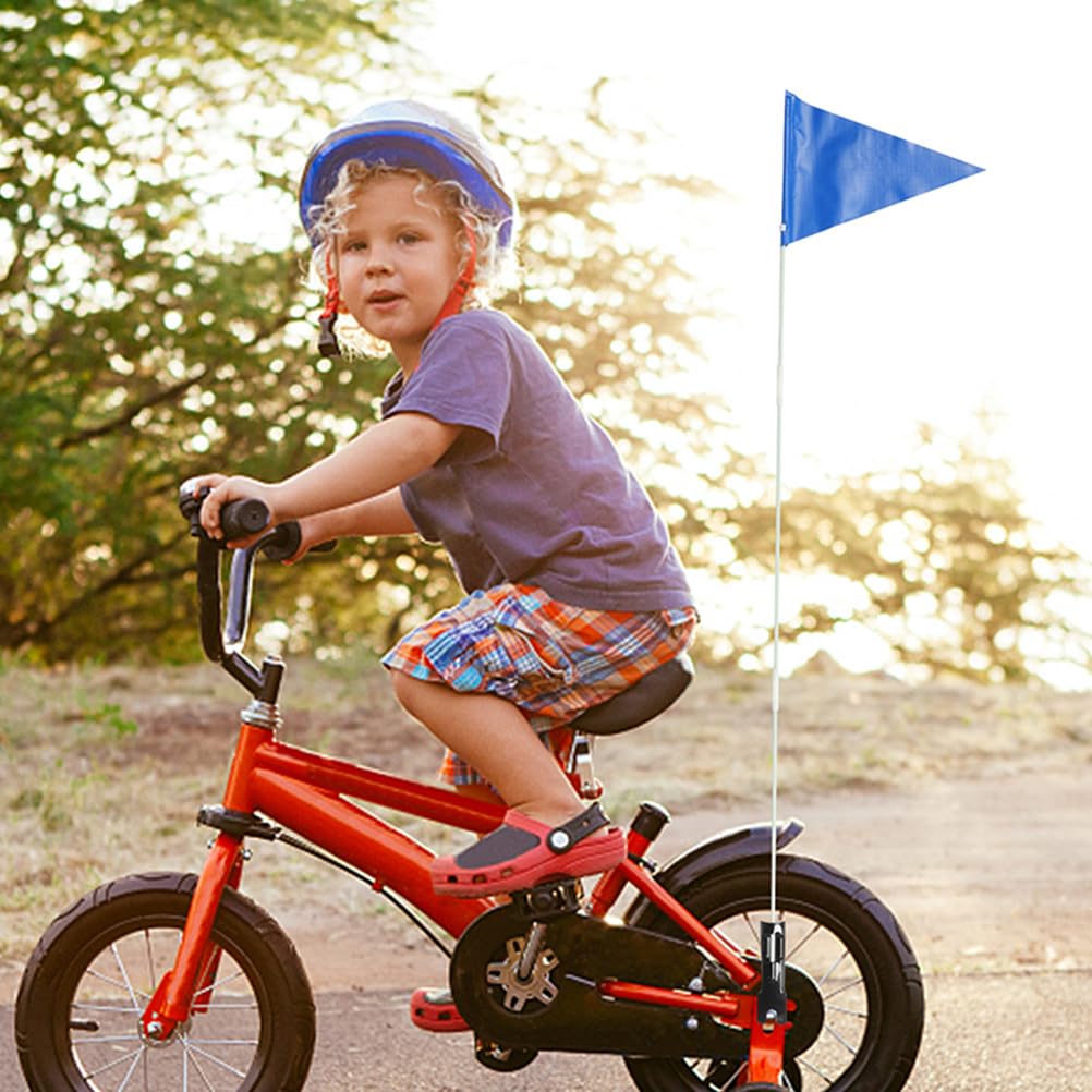 LUOZZY 2 Pack Bike Safety Flags - High Visibility Rear Cycling Warning Flags for Bicycles, Motorcycles & Strollers - Durable Bike Advertising Flags in Blue - Perfect for Road Safety, Group Rides & Outdoor Events
