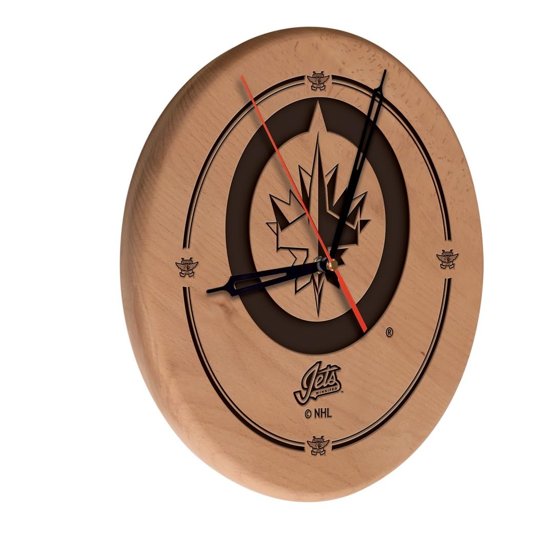 Holland Bar Stool Co. Winnipeg Jets Laser Engraved Wooden Wall Clock - Perfect for Home, Office & Sports Fan Decor