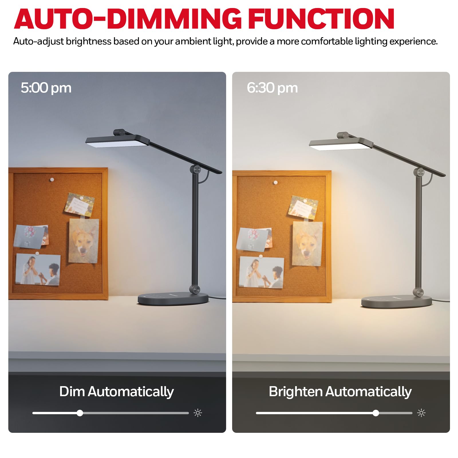 Honeywell H4 Sunturalux™ Eye-Caring LED Desk Lamp - 700LM Dimmable Adjustable Reading Light with Timer & Touch Control for Home Office, Study, Bedroom - Perfect for Night Reading, Work & Relaxation