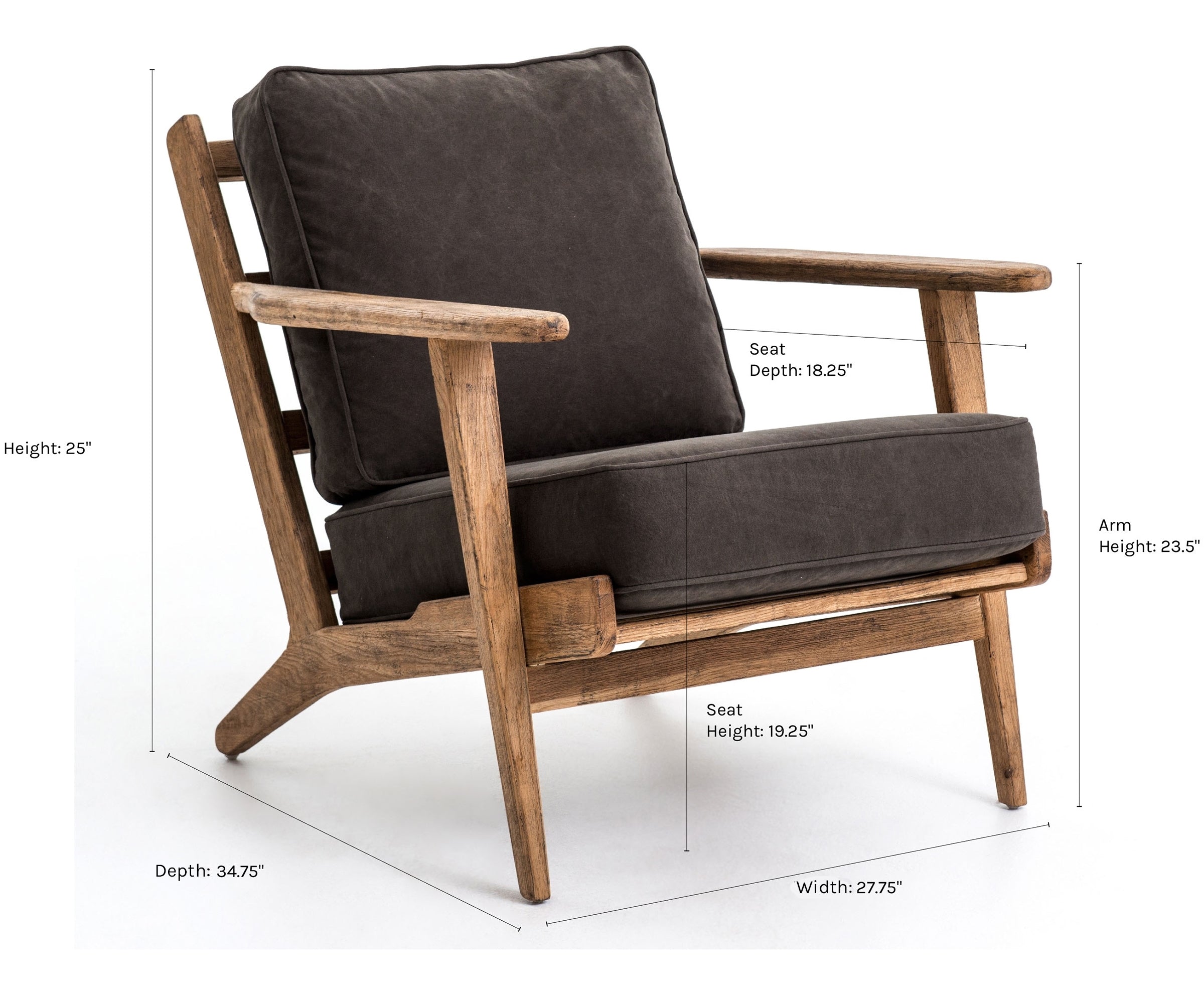 Stylish Austin Accent Chair - Mid-Century Modern Lounge Chair for Living Room, Bedroom & Office - Comfortable Upholstered Armchair with Wooden Legs