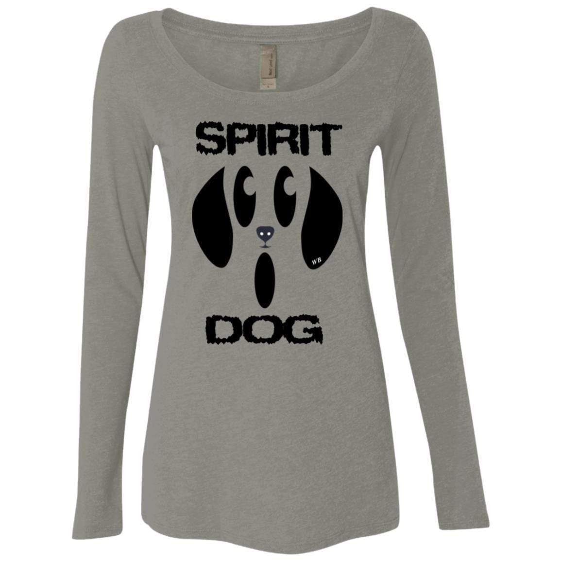 WineyBitches.Co Halloween Dog Spirit Women's Long Sleeve Scoop Neck Tri-Blend Shirt - Perfect for Halloween Parties, Costume Contests & Pet Lover Outfits
