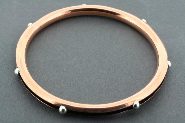 Sterling Silver & Copper Ball Bangle Bracelet for Women - Elegant Stackable Jewelry for Everyday Wear, Parties & Gifts