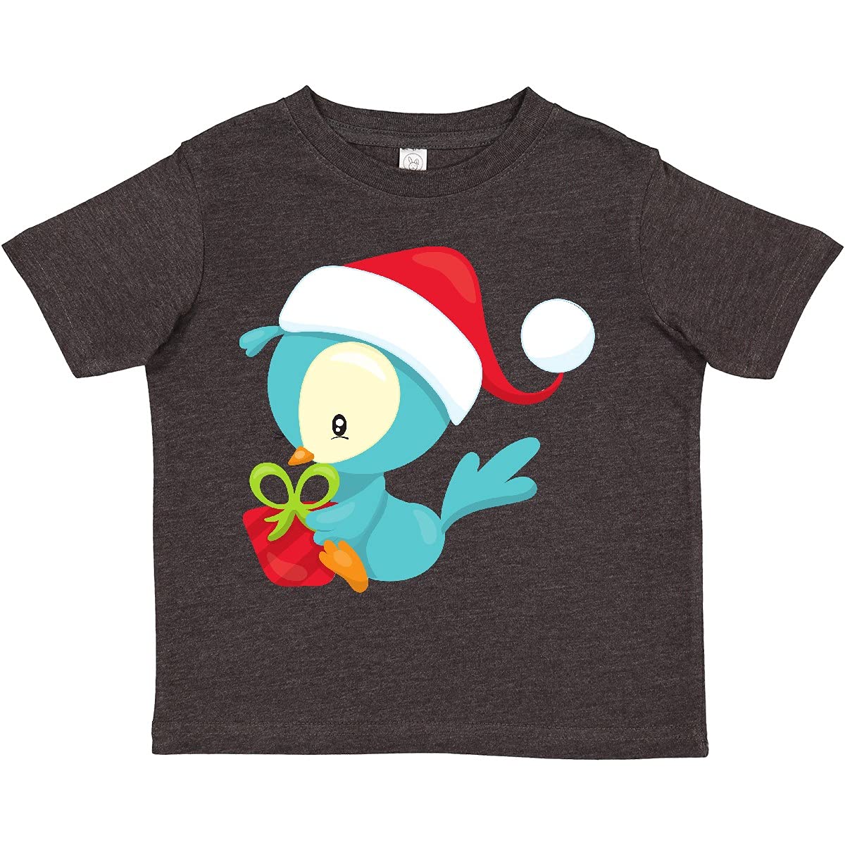 Inktastic Christmas Bird Toddler T-Shirt - Cute Santa Hat Holiday Design for Boys & Girls | Perfect Xmas Gift & Family Matching Outfit for Holiday Parties & Photos