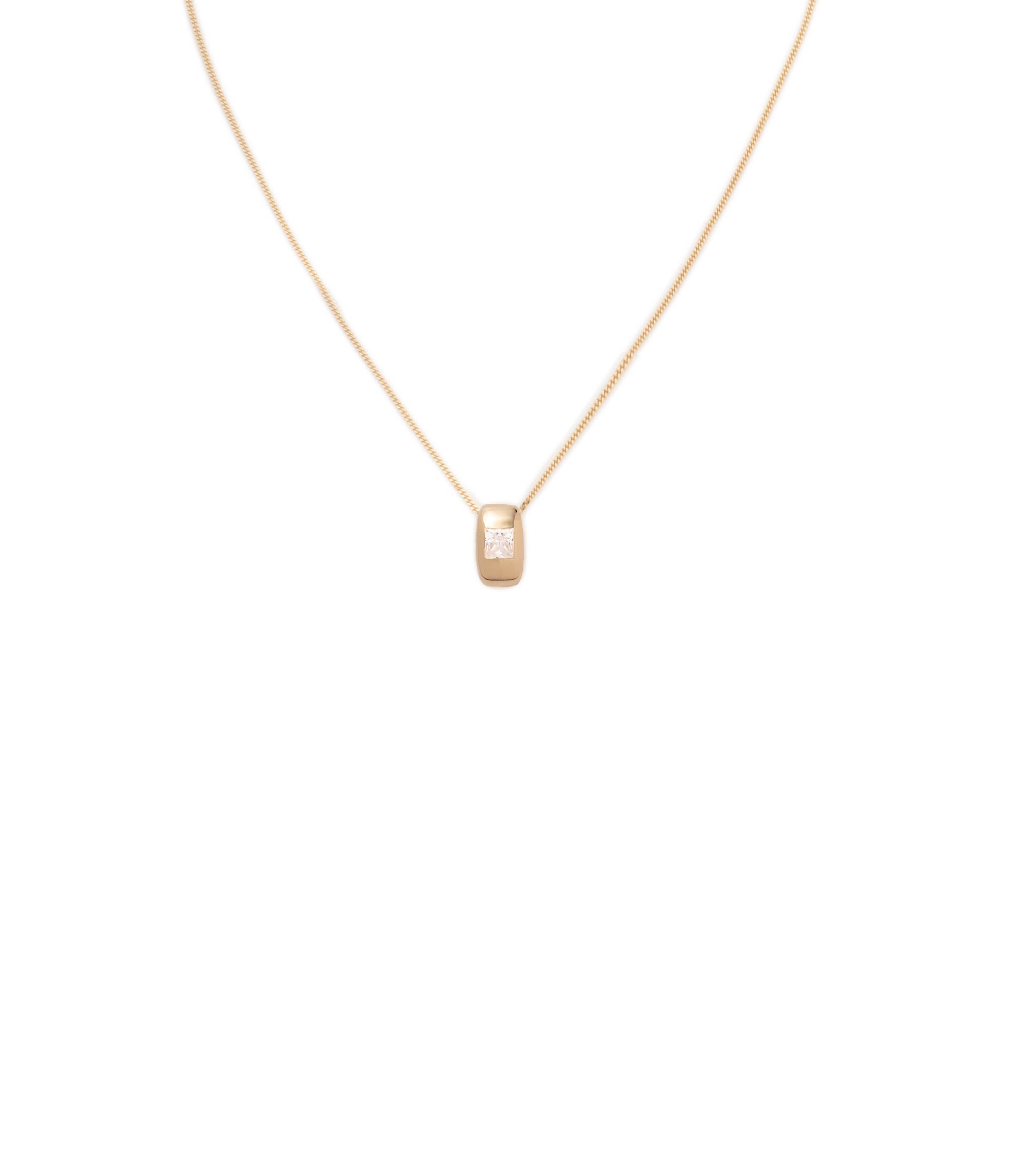 Princess Cut Heart Slide Pendant Necklace - 14K Gold Plated Fine Sleek Curb Chain for Women | Perfect for Valentine's Day Gifts, Anniversary Presents & Romantic Date Nights