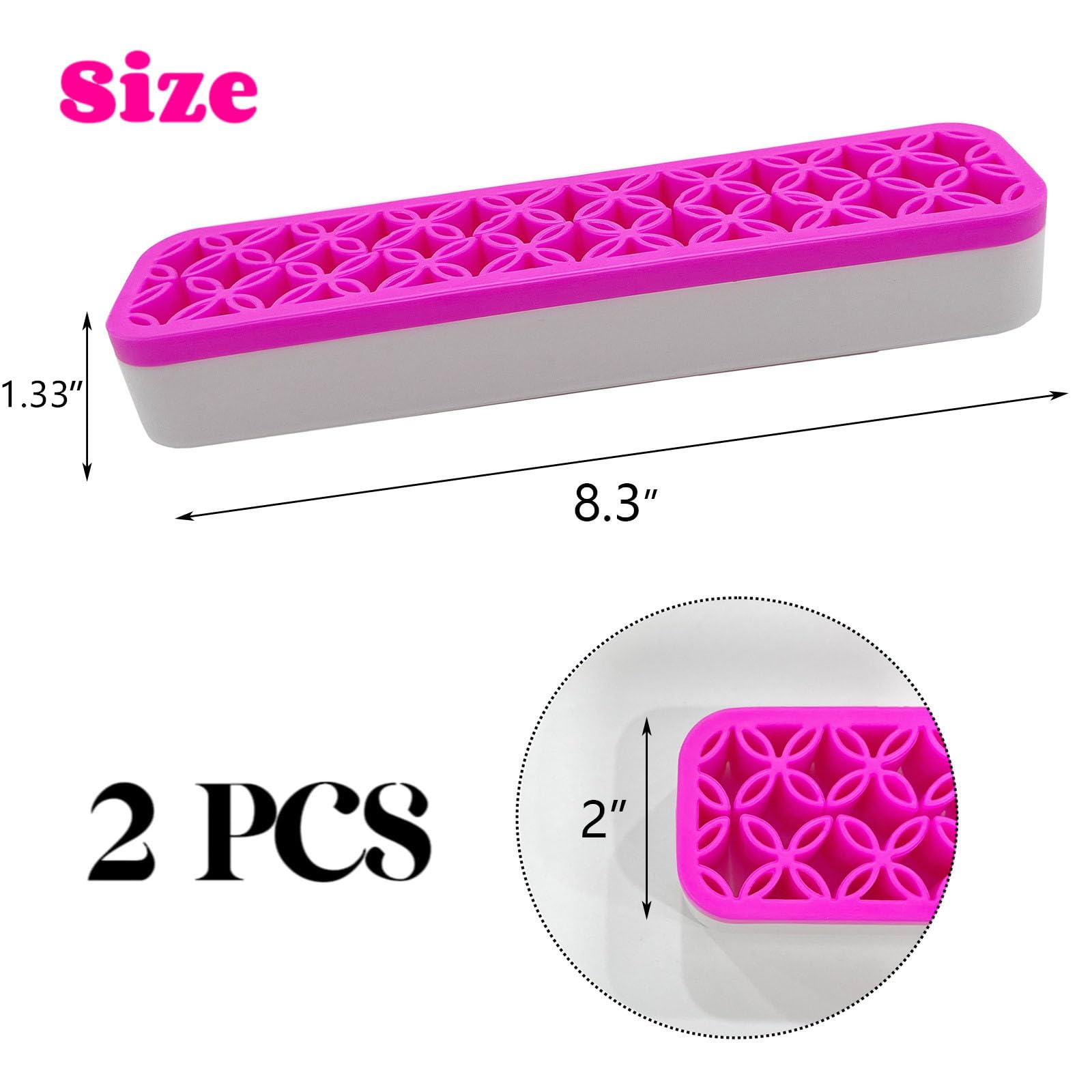 2-Pack Pink Rectangle Silicone Makeup Brush Holder - Cosmetic Storage Box & Desktop Organizer for Brushes, Pens, Makeup Tools | Perfect for Vanity, Bathroom, Office & Travel