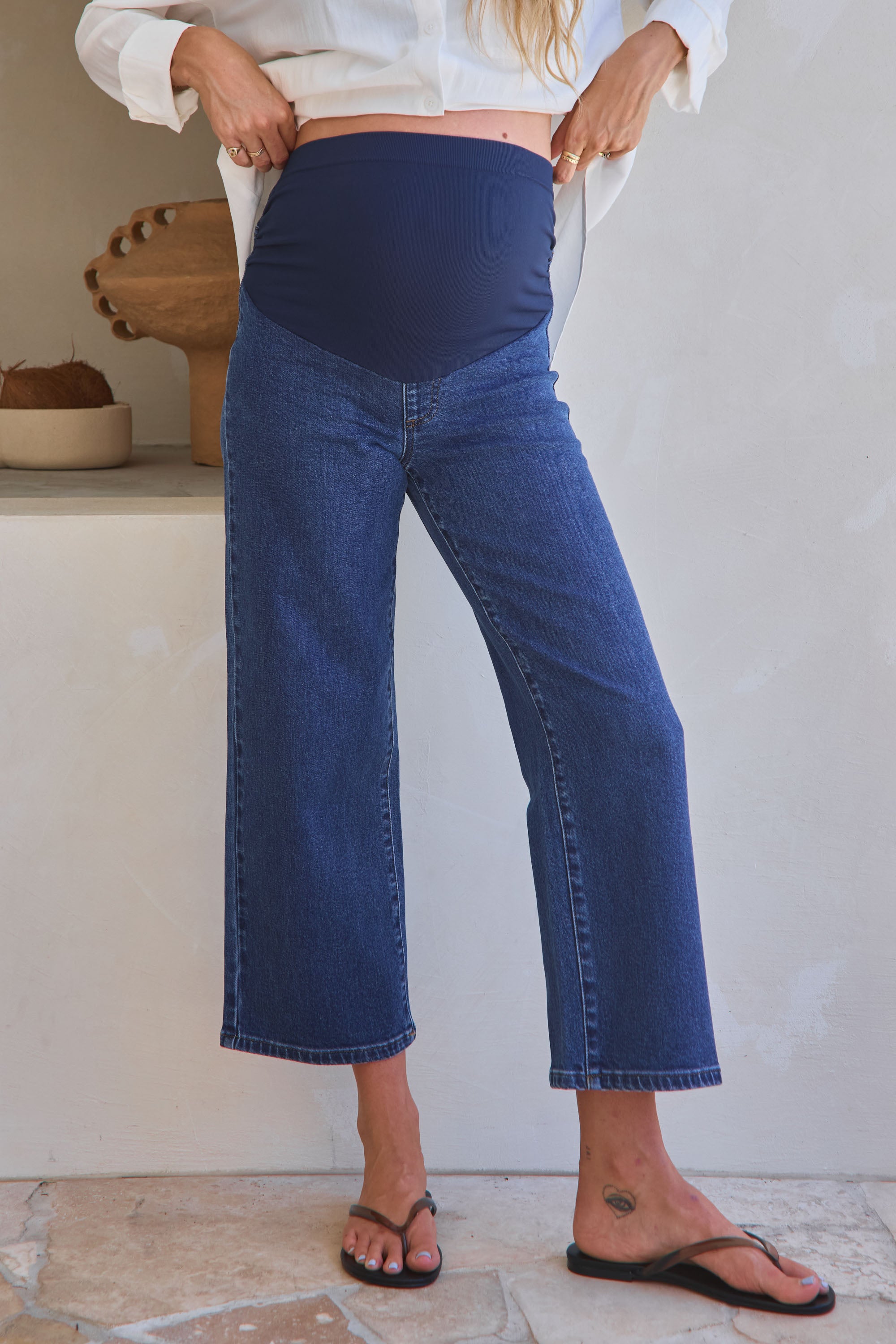 By The Way High Waisted Crop Jeans in Indigo - Stylish Denim for Casual Outfits & Everyday Wear