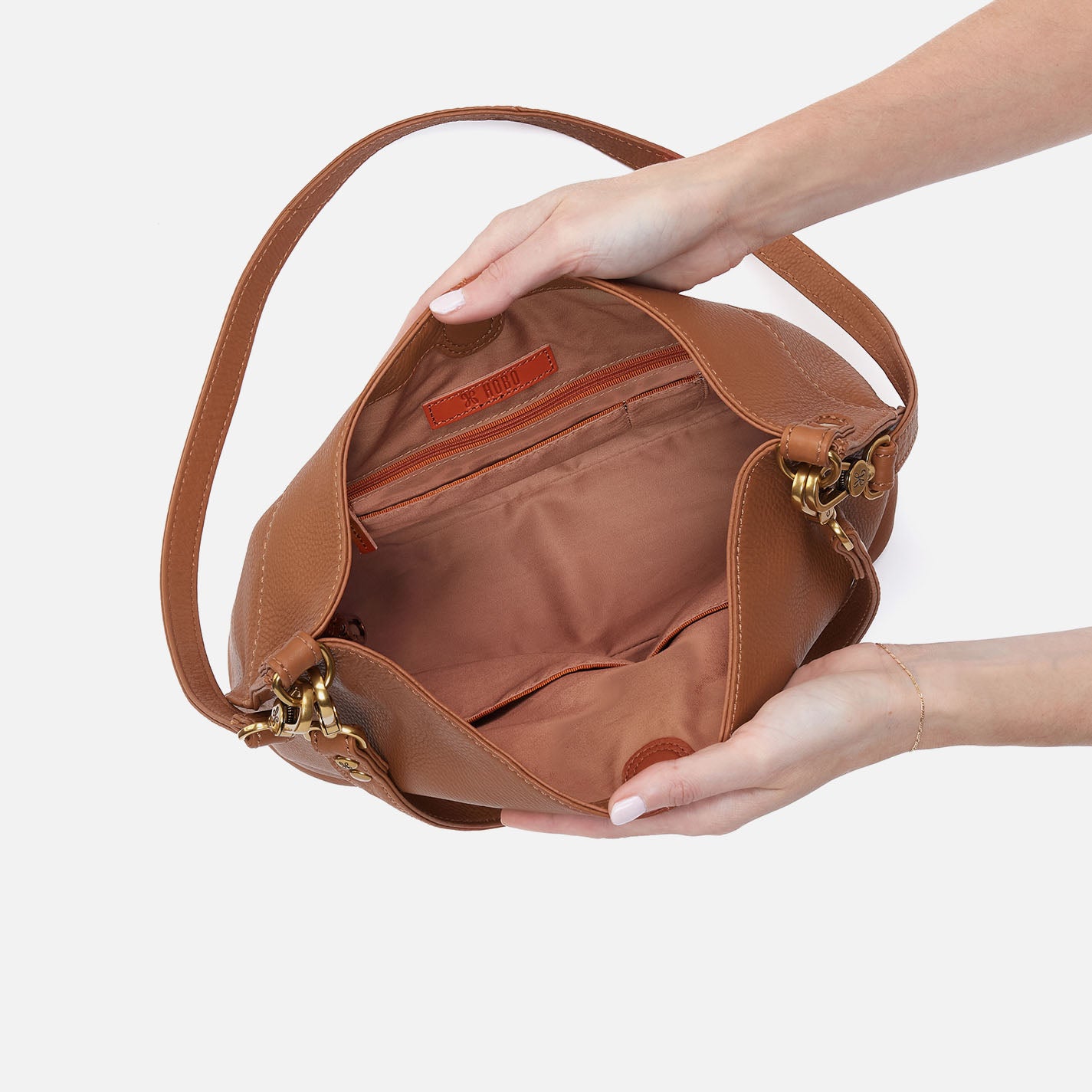 Pebbled Leather Pier Shoulder Bag in Warm Honey - Stylish Crossbody Purse for Women, Perfect for Work, Travel & Everyday Use