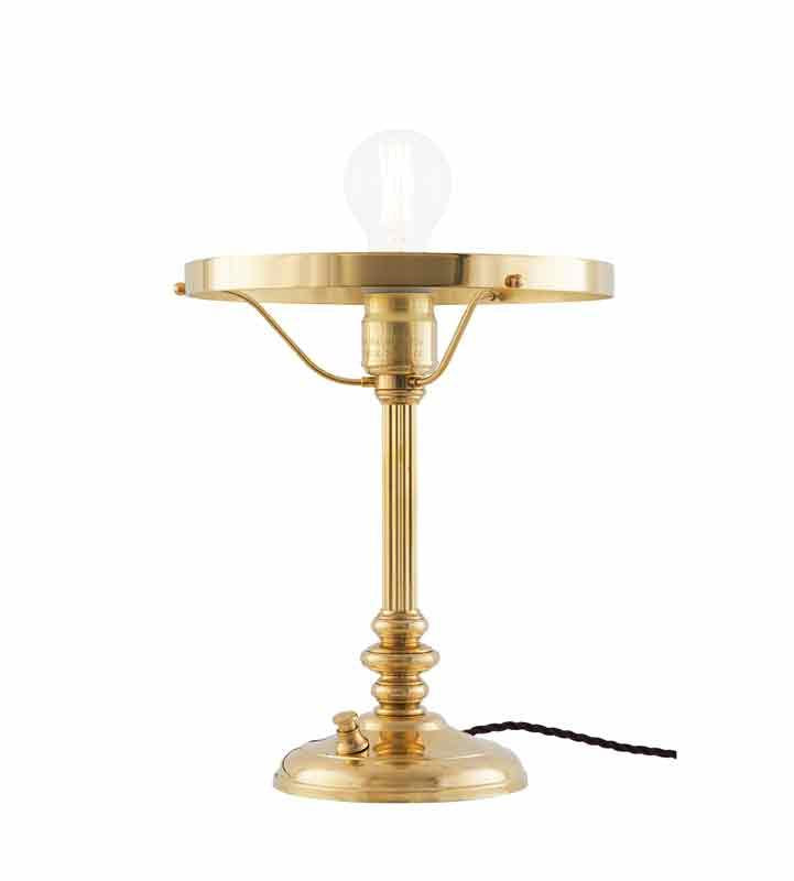 Karlfeldt Brass Table Lamp Without Shade - Vintage Industrial Style Desk Light for Living Room, Bedroom, or Office Decor