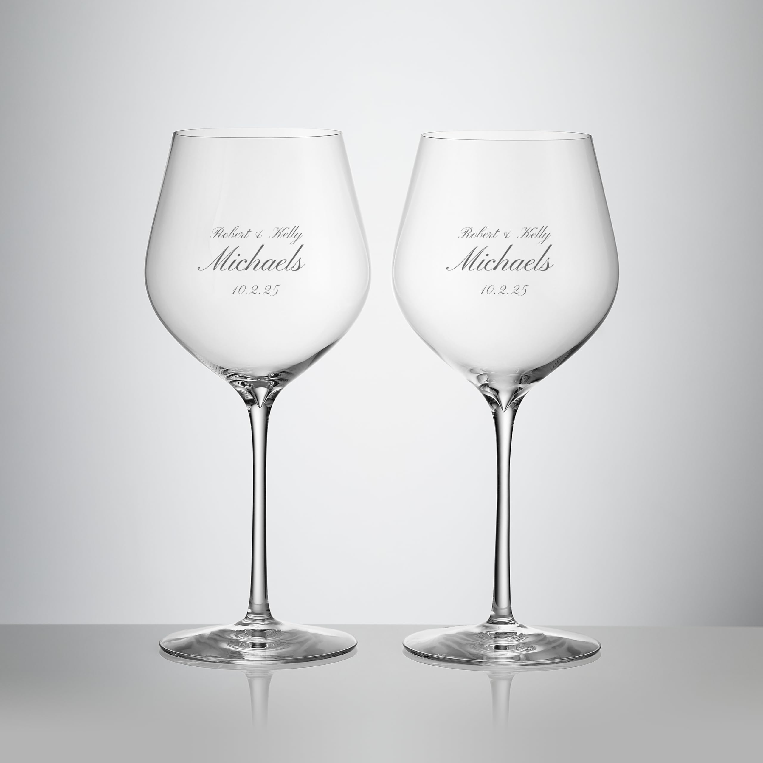 Personalized Elegance Cabernet Sauvignon Wine Glasses Set of 2 - Custom Engraved 26.7oz Crystal Red Wine Glasses for St. Emilion, Listrac & Moulis - Perfect Gift for Wine Lovers - Ideal for Romantic Dinners, Anniversary Gifts & Wine Tasting Events