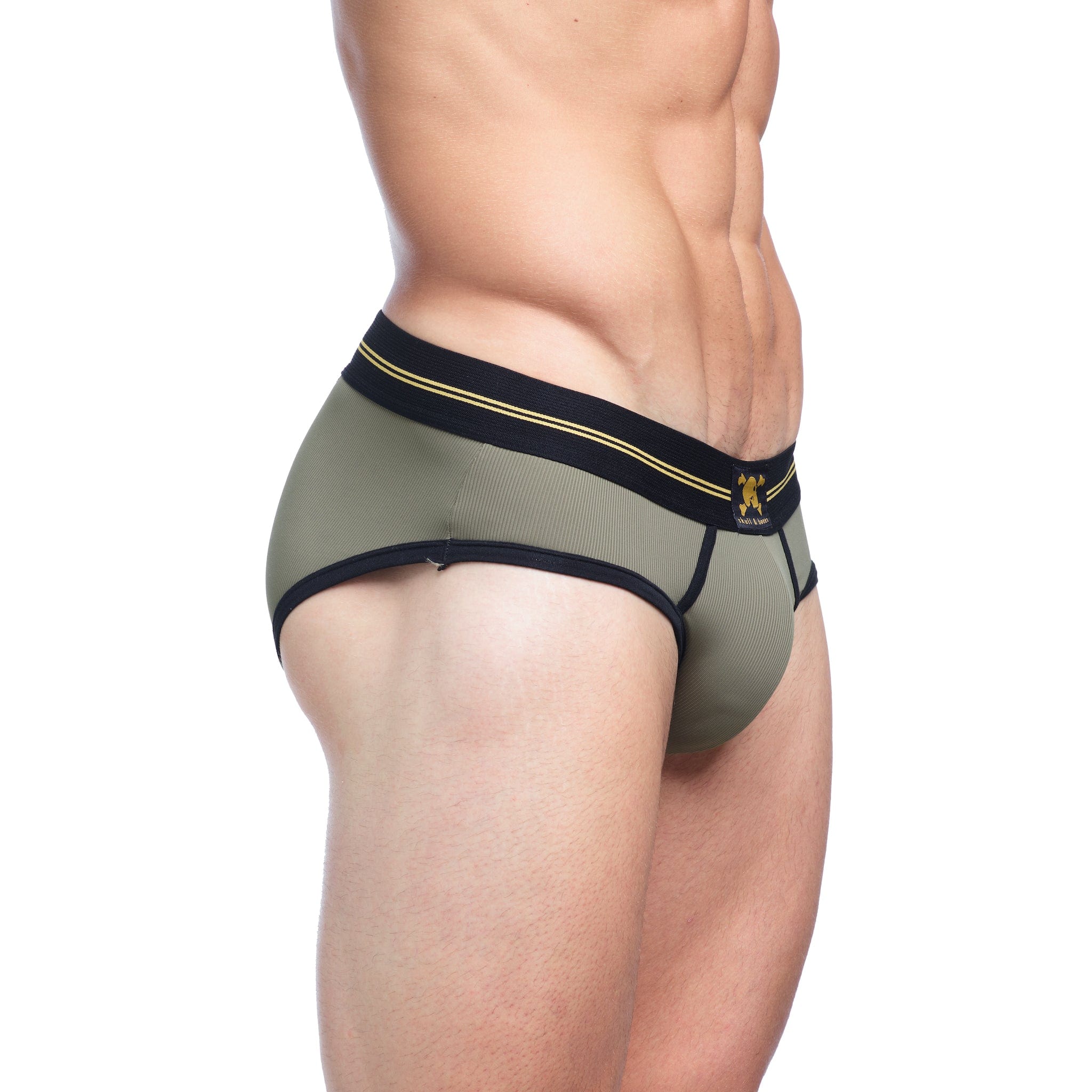 High-Performance Rib Brief Underwear for Men - Comfortable & Breathable Green Cotton Boxers - Perfect for Gym, Running & Everyday Wear