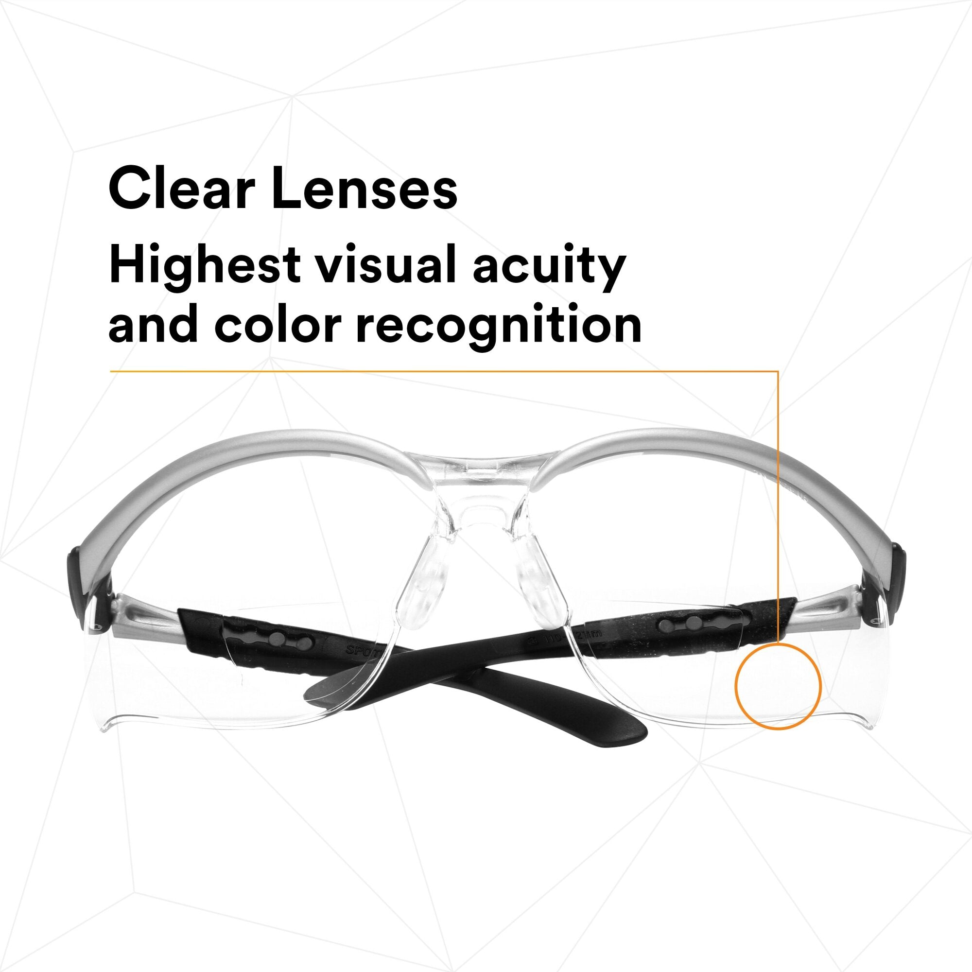 3M BX Reader Protective Eyewear 11375-00000-20 - Clear Lens & Silver Frame Safety Glasses for Reading, Computer Work, and DIY Projects