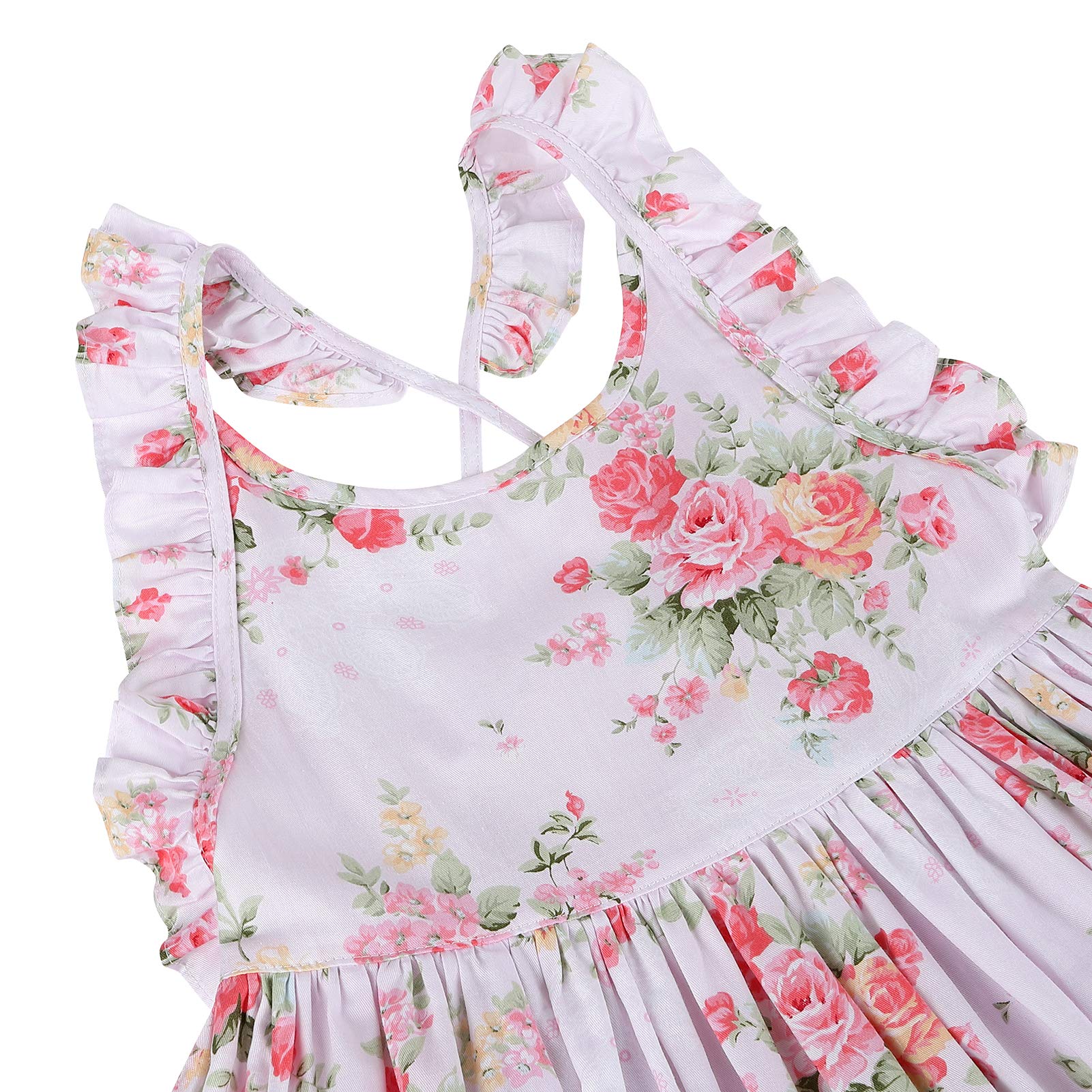Girls' 2T-14 Floral Cotton Sundress - Casual Summer & Autumn Dress for Kids - Perfect for Playdates, Beach Outings and Family Photos