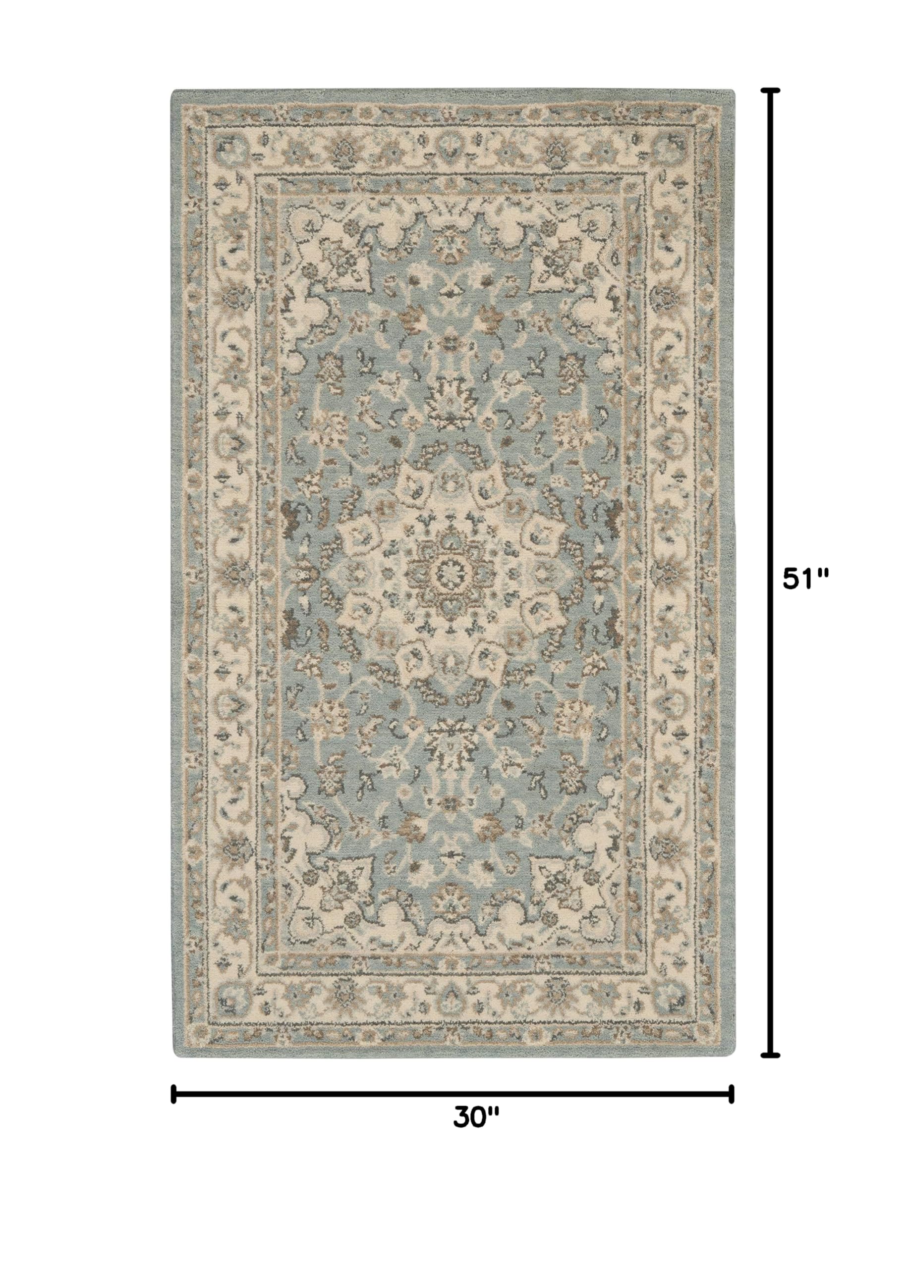 Nourison Living Treasures Floral Aqua/Ivory 2'6