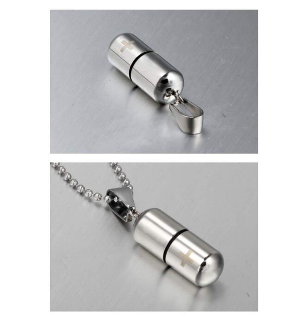 Medical Alert ID Pendant Necklace for Men & Women - Stainless Steel Emergency Pill Case & Tube Holder - Perfect for Seniors, Travel & Daily Safety