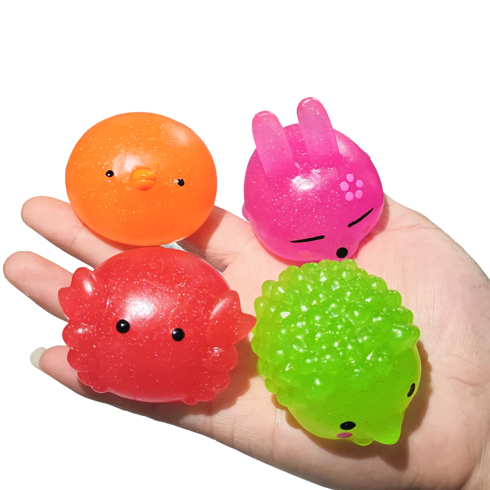 8 Pack Jumbo Glitter Mochi Squishy Animal Toys - Stress Relief & Sensory Fidget Toys for Kids, Party Favors, Birthday Gifts - Perfect for Classroom Rewards, Anxiety Relief & Sensory Play