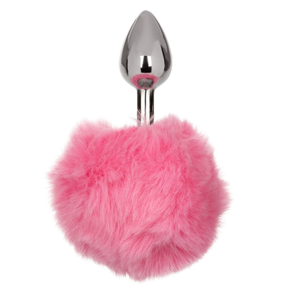 White Metallic Plug with Whimsical Fluffy Bunny Tail - Playful Running Wild Accessory for Cosplay, Rave Parties & Adult Fun