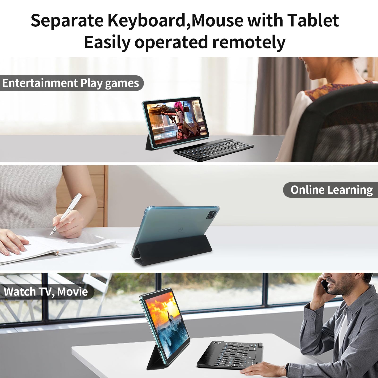 PRITOM 10 Inch Android 13 Tablet - 3-in-1 Bundle with Keyboard & Mouse, 8GB RAM (4+4), 128GB Storage (Expandable to 1TB), 8000mAh Battery, WiFi 6, Bluetooth, Quad Core Processor - Perfect for Work, Study, Gaming & Entertainment