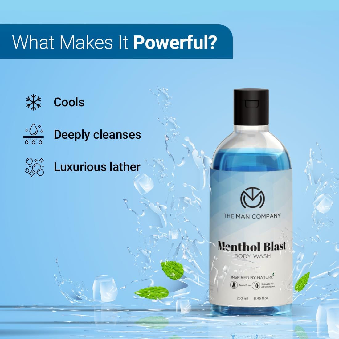 Menthol Blast Perfumed Body Wash for Men - 3 Pack (250ml Each) | Refreshing Shower Gel for Glowing & Cool Skin | Deep Cleansing & Invigorating | Toxin-Free Formula | Perfect for Post-Workout & Morning Refreshment
