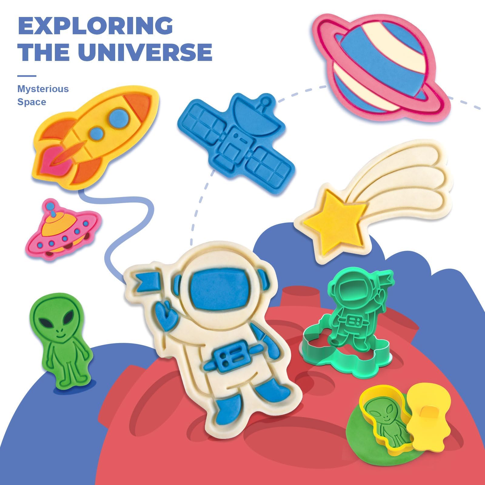 Dinosaur & Aerospace Play Dough Set for Kids Ages 2-8 - 23-Piece Non-Toxic Modeling Clay Kit with Tools for Creative Play - Perfect for Preschool Learning, Sensory Development & Birthday Gifts