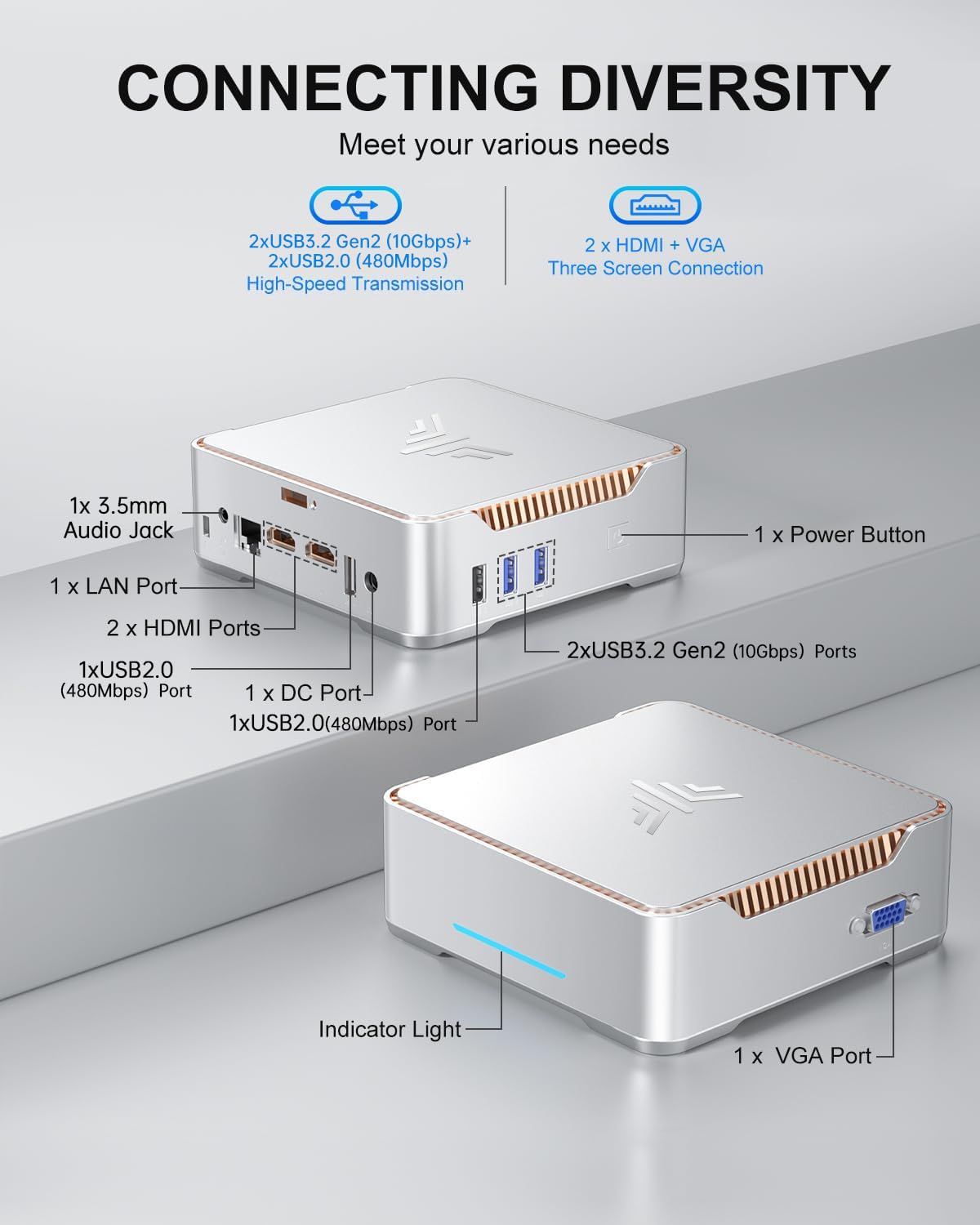 KAMRUI GK3Plus Mini PC - 16GB RAM, 512GB M.2 SSD, 12th Gen Intel Alder Lake N95 Processor (Up to 3.4GHz) | Compact Desktop Computer with 2.5'' SSD, Gigabit Ethernet, 4K UHD, WiFi 6, Bluetooth | Perfect for Home Office, Business, and Entertainment Use