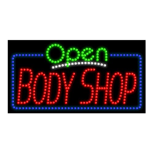Body Shop LED Dots Sign #25468 - Bright Decorative Lighting for Auto Repair Shops & Garages - Perfect for Workshop Decor and Mechanic Tool Organization