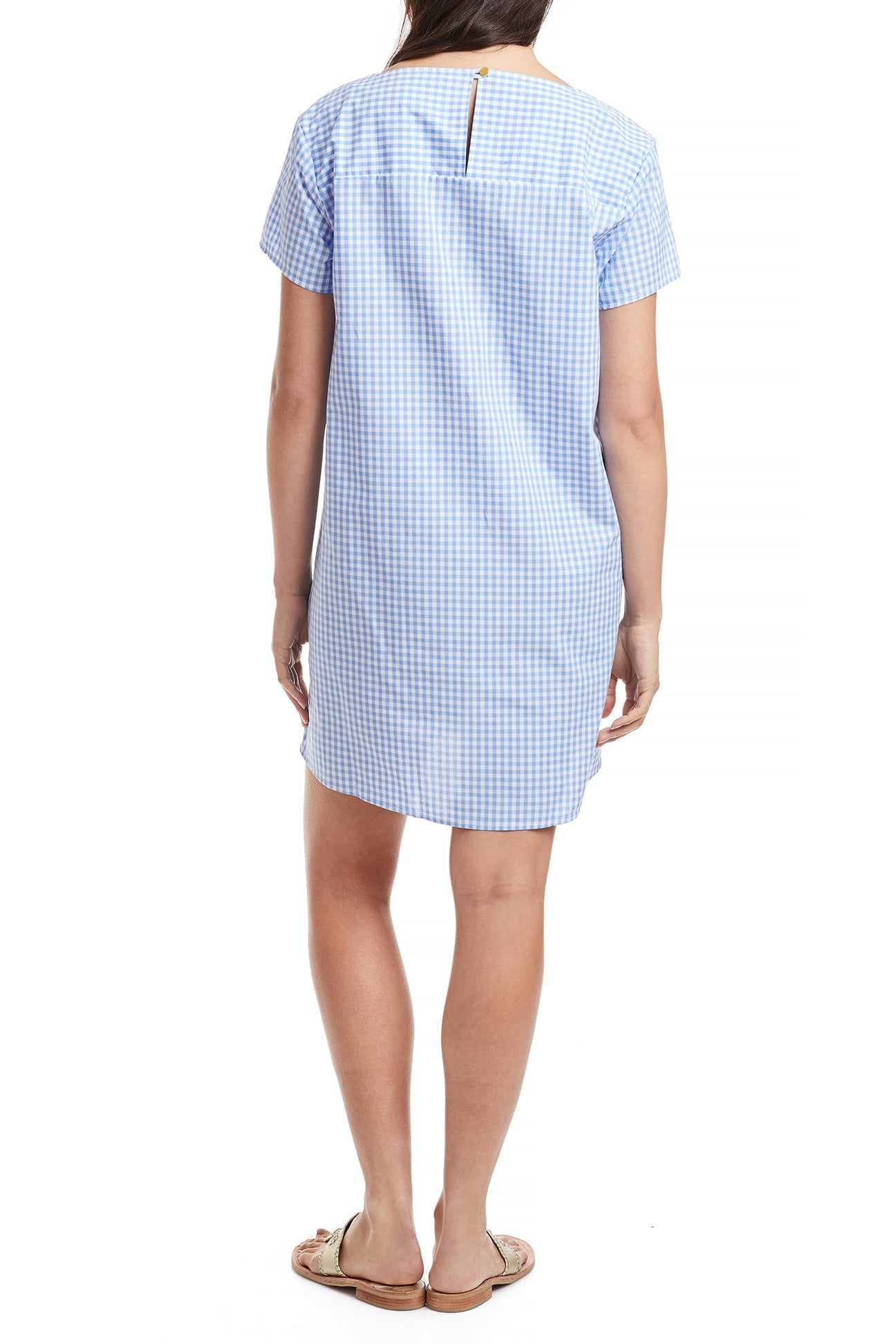 Women's Oceanique Dress - Wide Gingham Blue Flowy Summer Dress for Beach, Vacation & Casual Outings