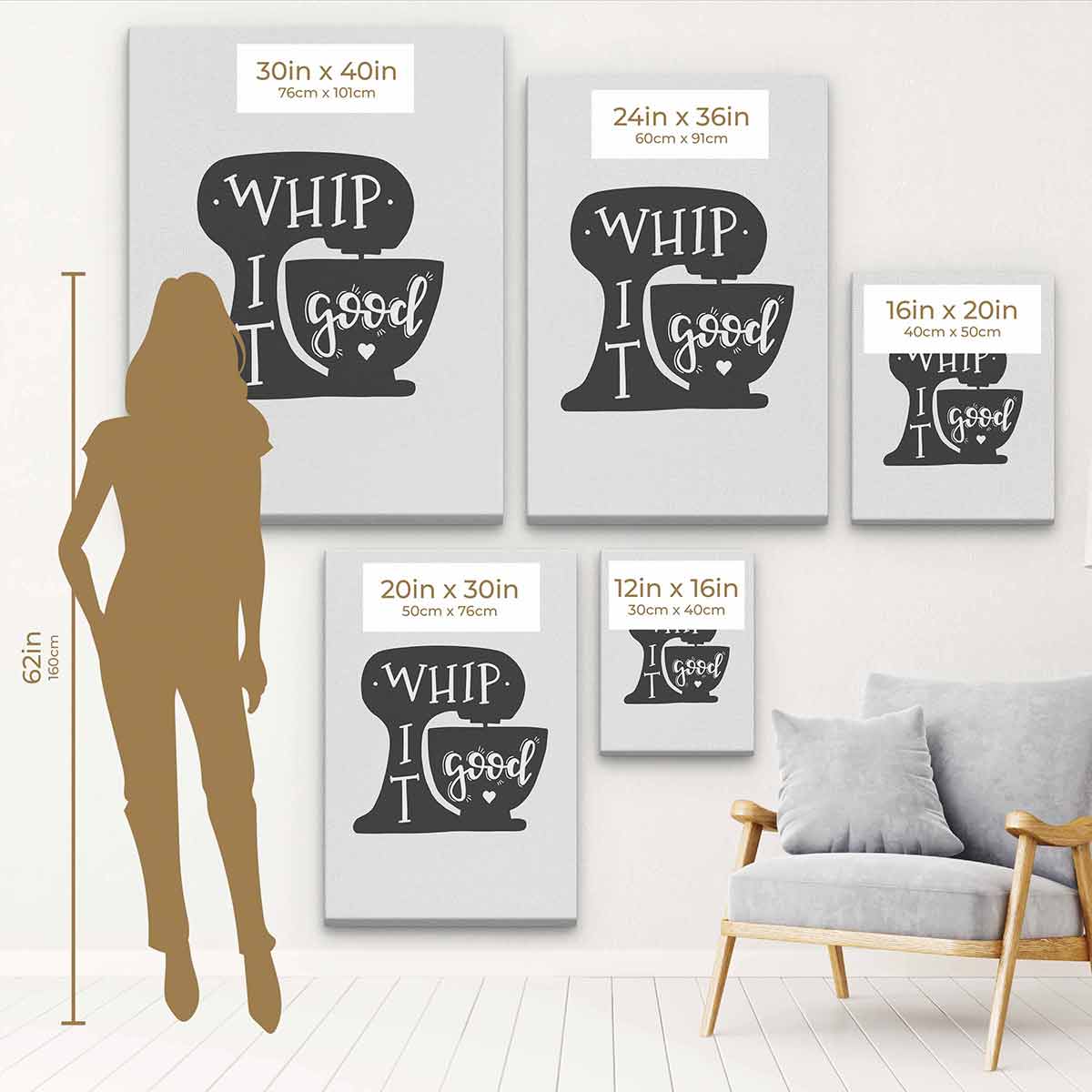 White Whip It Good Wall Art Canvas Print - 48 Inch Modern Home Decor for Living Room, Bedroom & Office