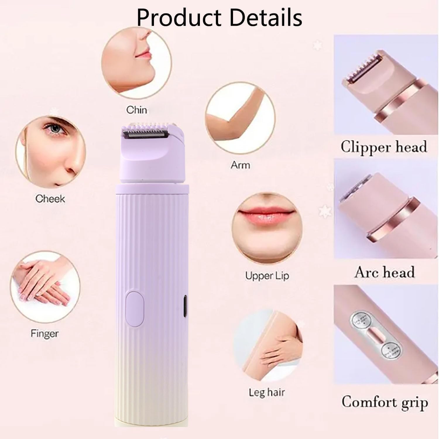 Allalonga 7-in-1 Electric Shaver for Women - Waterproof Rechargeable Bikini Trimmer & Body Hair Remover with Dual Head - Perfect for Travel, Gym & Sensitive Skin Care
