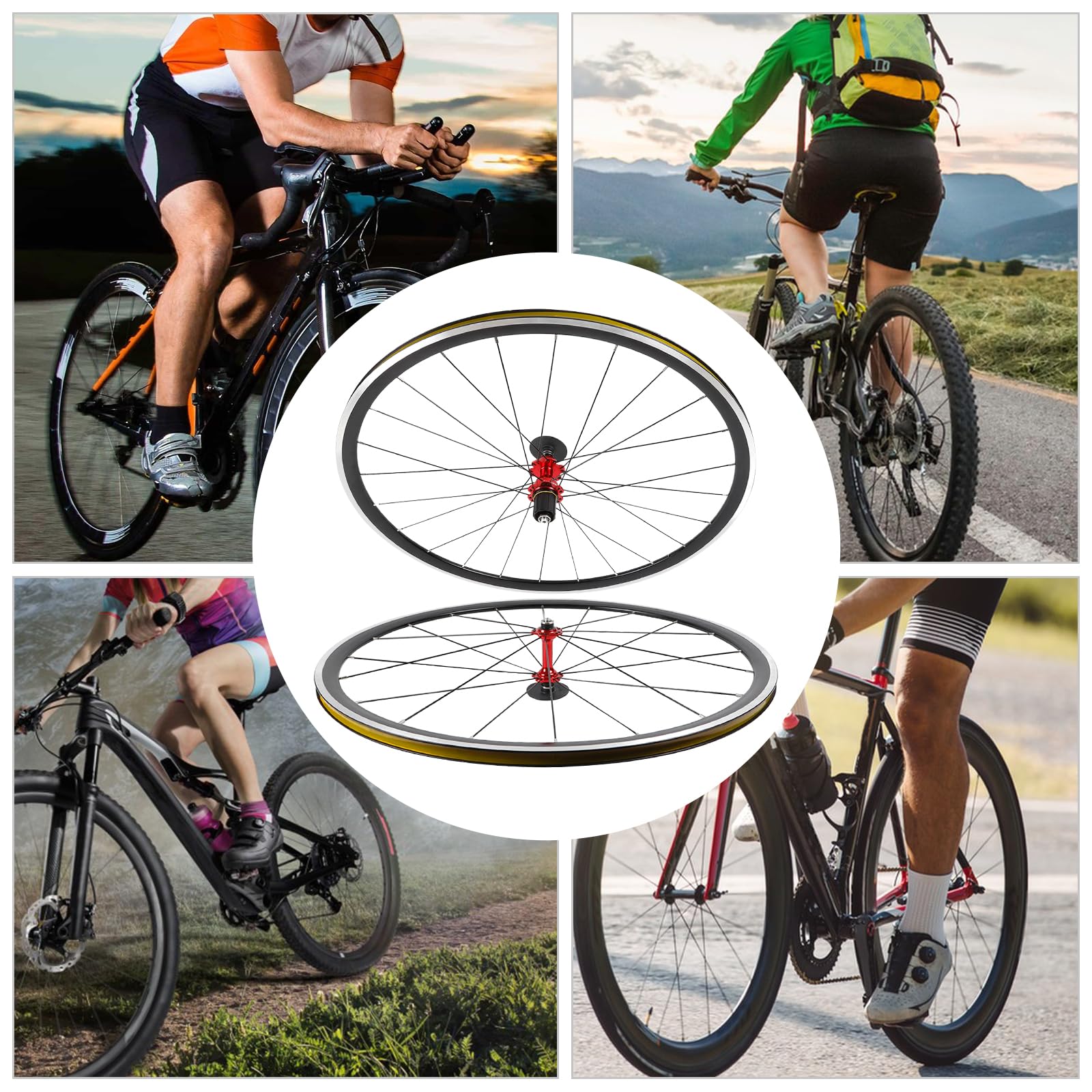 TBVECHI 700C Road Bike Wheelset - 20 Spoke Front & 24 Spoke Rear Wheels with 7075 Hub, Rim Brake & Freewheel - Perfect for Road Cycling, Commuting & Training