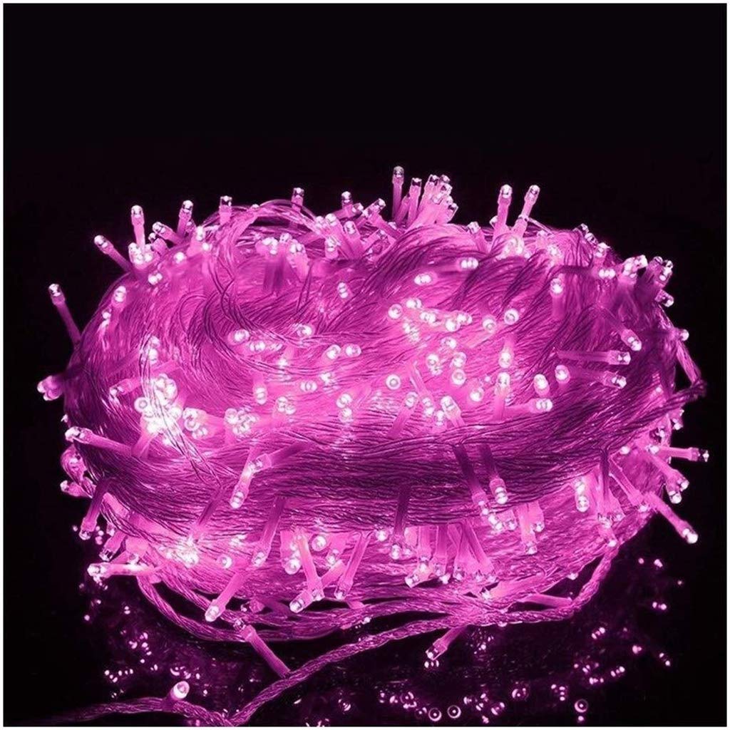ZBM LED Fairy String Lights - 50m 400 LEDs Waterproof Outdoor/Indoor Christmas Lights with 8 Lighting Modes - Perfect for Holiday Decor, Garden, Party, Wedding & Home Decoration (Pink)