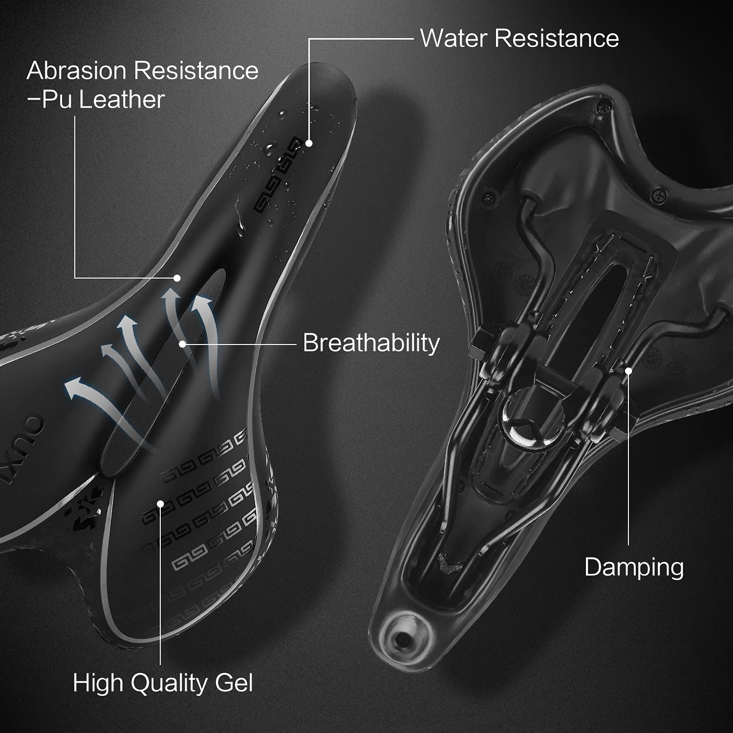 OUXI Comfort Bike Seat - Soft Gel Padded Bicycle Saddle with Shock Absorption & Waterproof Cover for MTB, Road & Exercise Bikes - Perfect for Men, Women & Long Rides